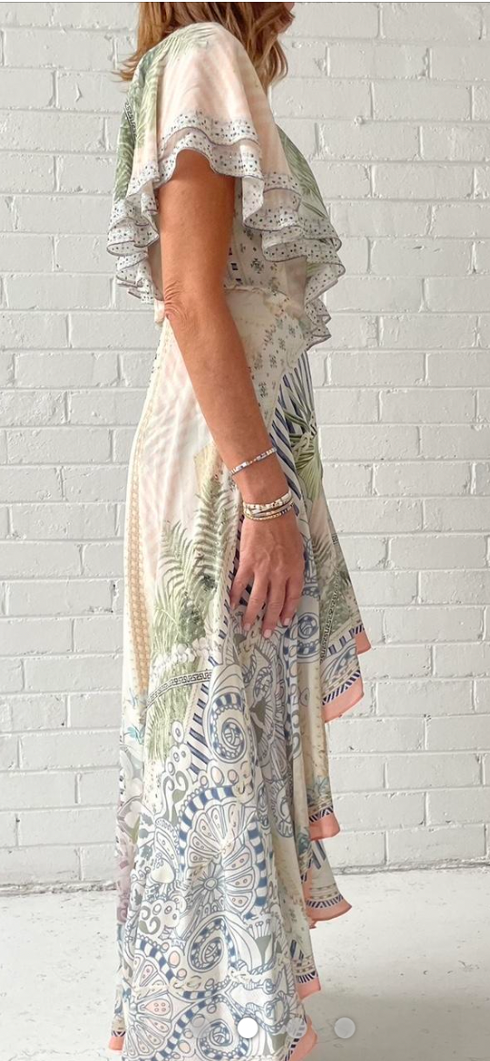 Camilla silk maxi wrap dress flat sleeve size XS