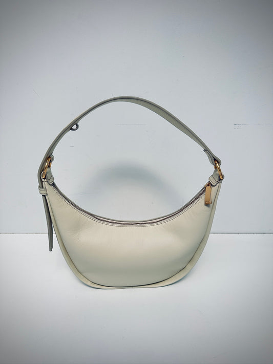 Oroton leather round shoulder bag in ecru