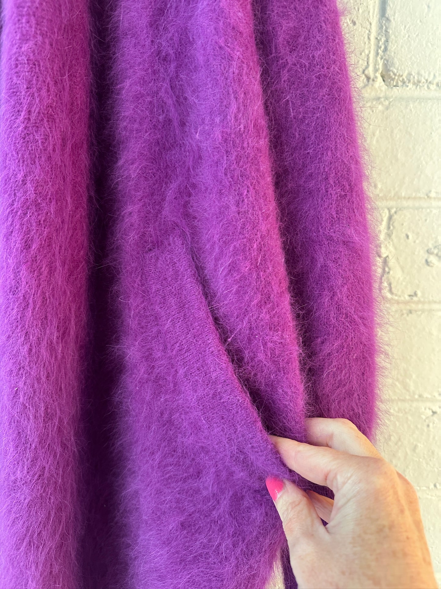 Antalya bright purple angora long cardigan one size