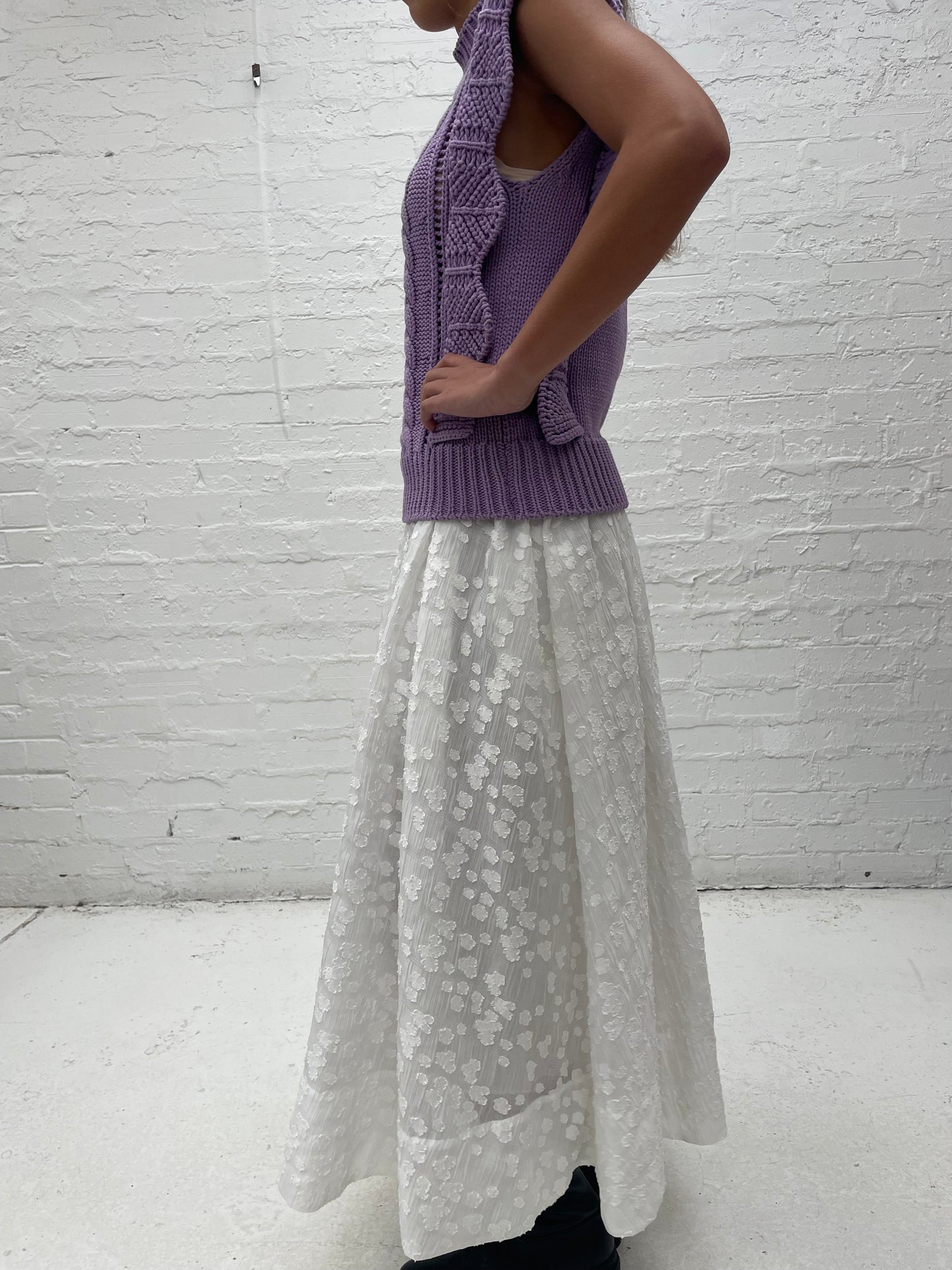 Cotton blend knit lilac vest by Essential Antwerp Sz M