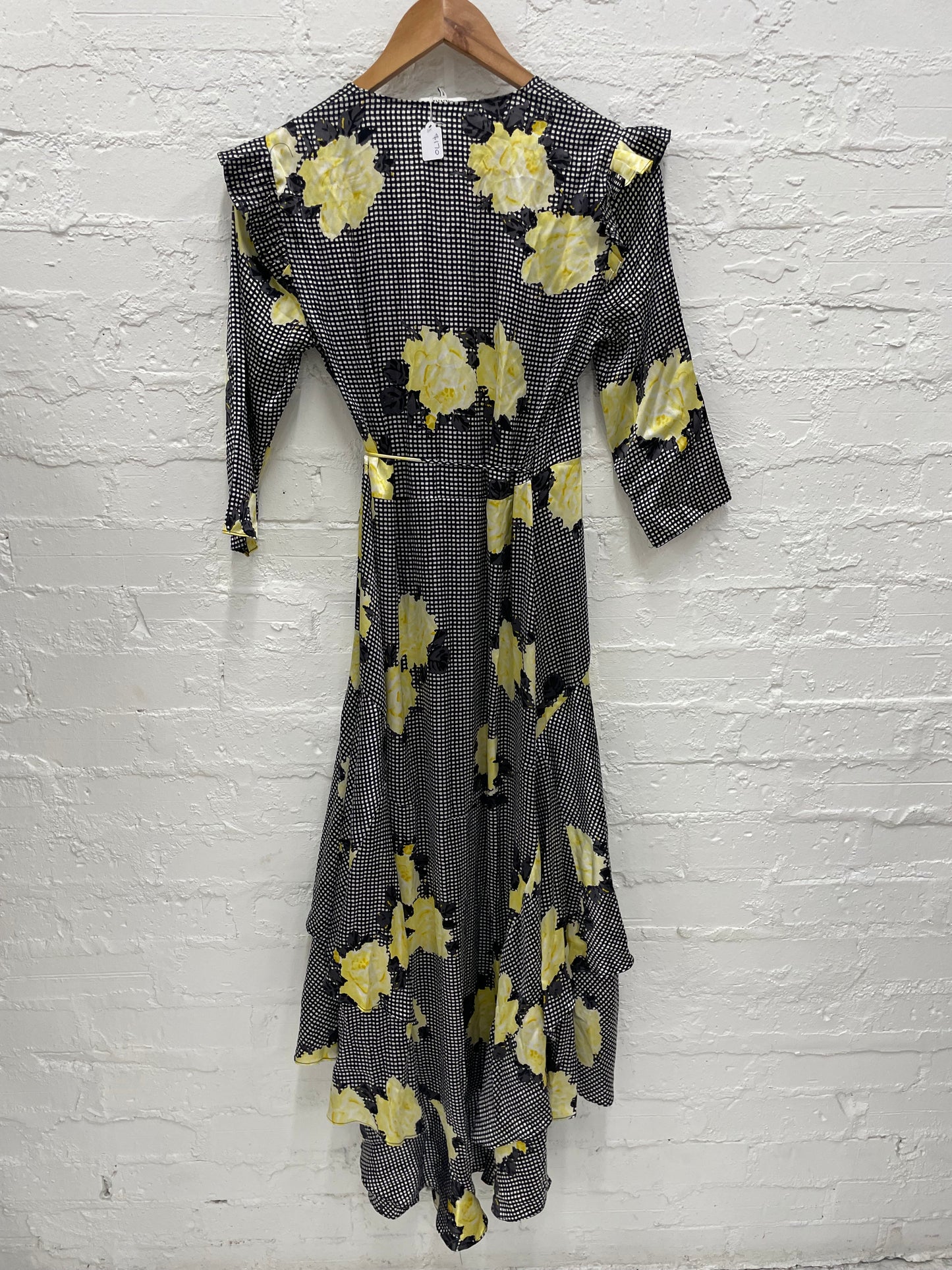 Ganni silk Calla wrap midi dress sz  34