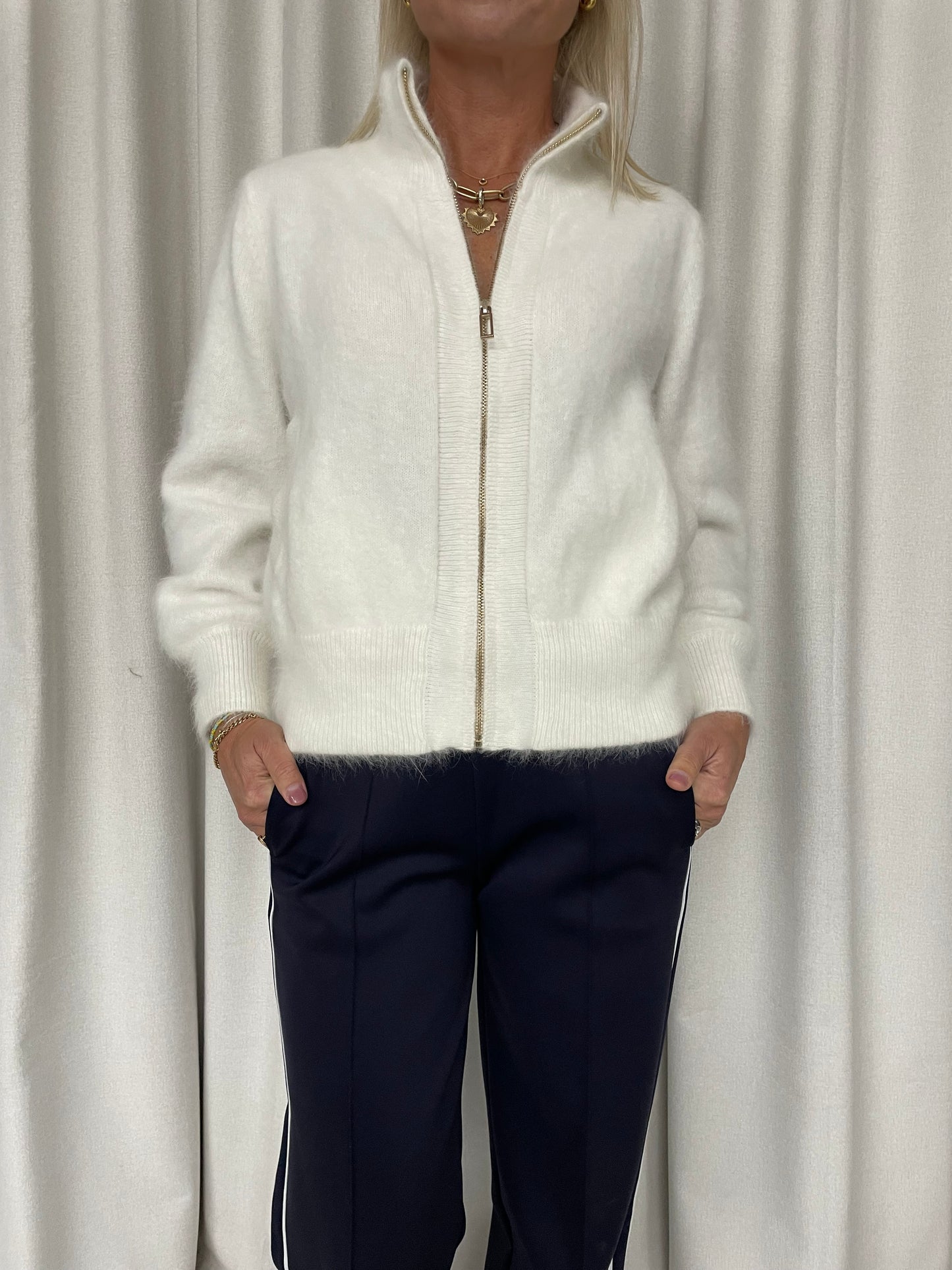 White World of Nomads cashmere angora cardigan XS