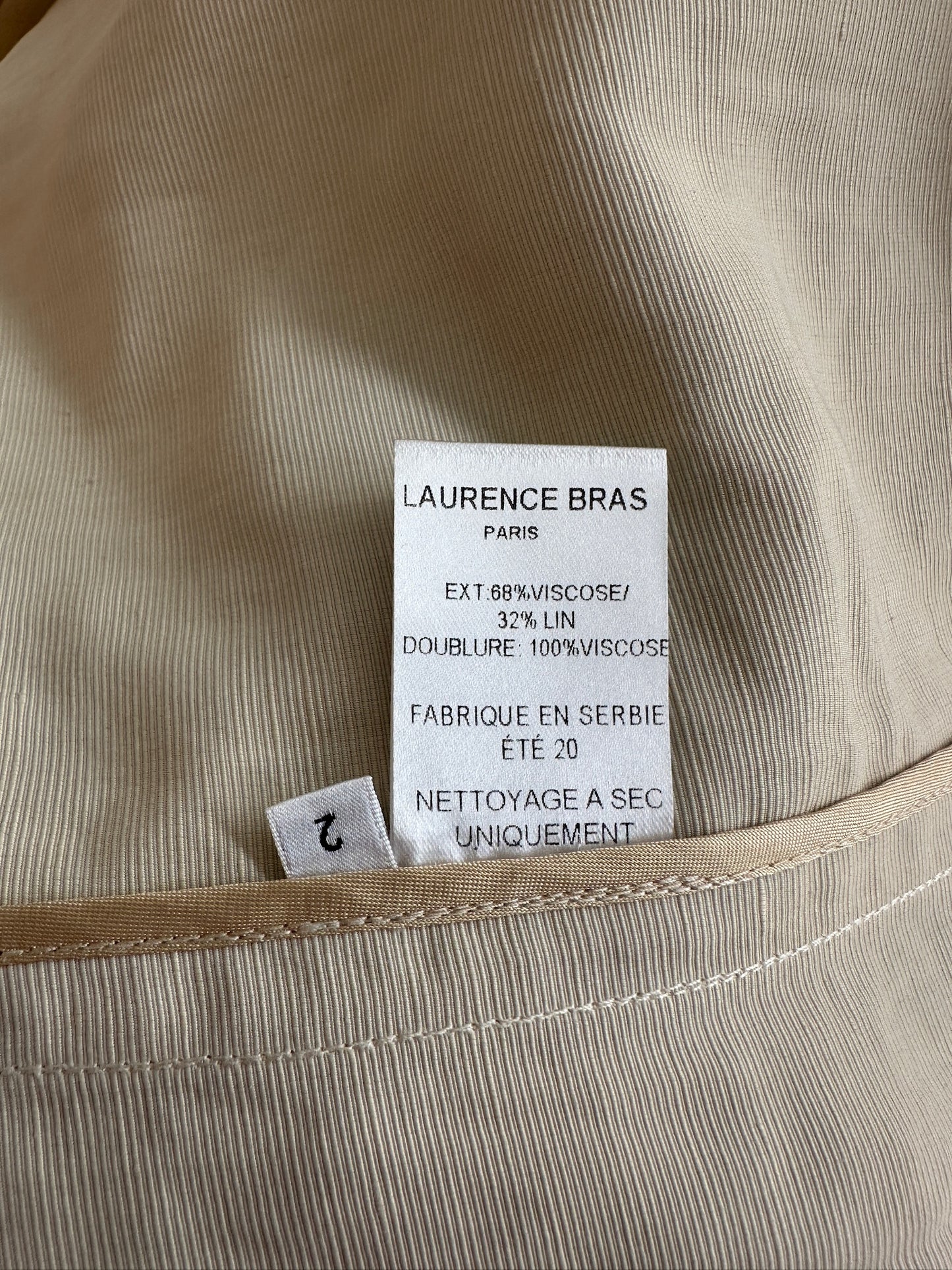 Laurence Bras drill fabric trench in oatmeal Sz 2