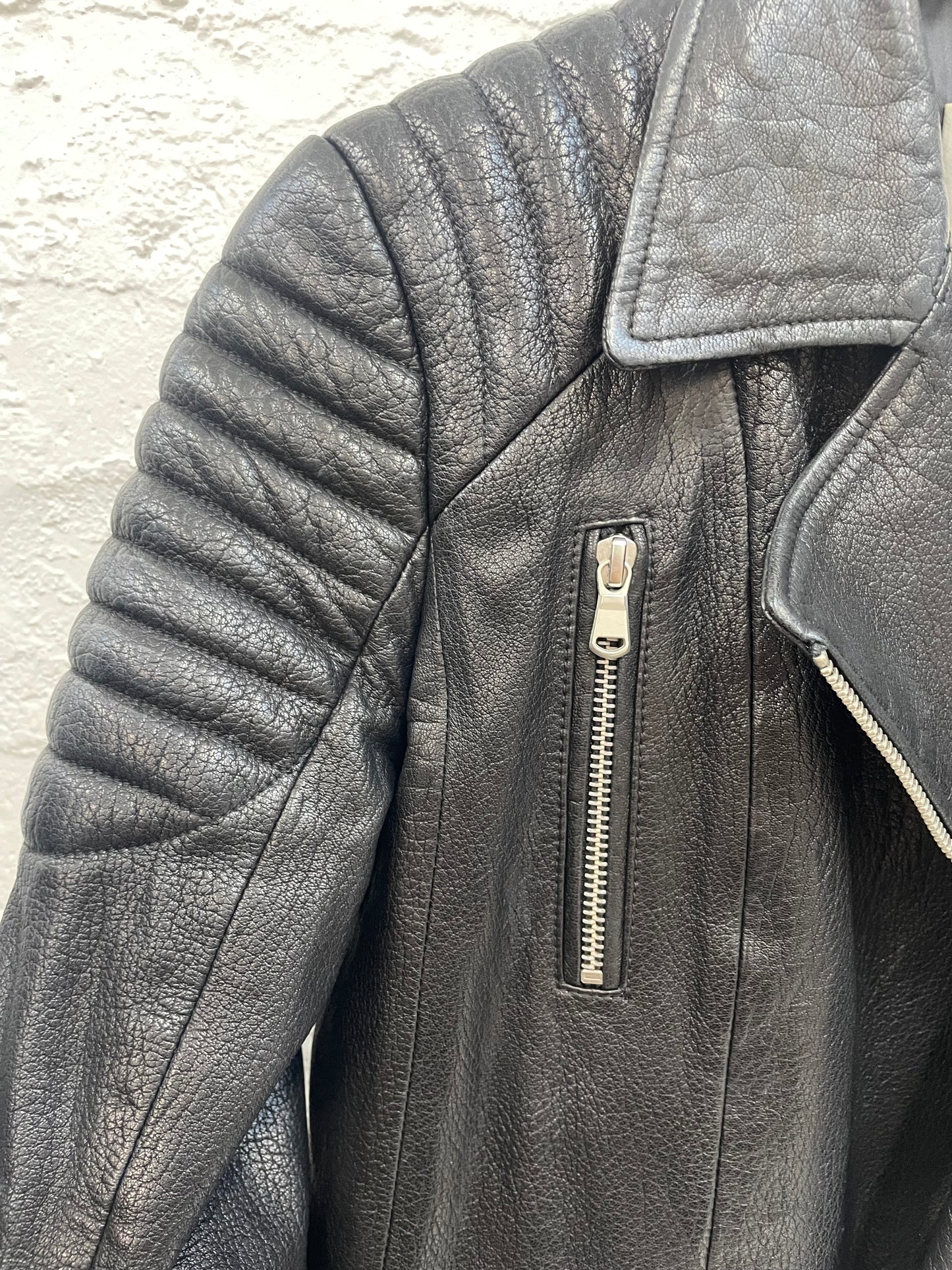 Jerri Jones black leather moto jacket Sz 10 like new