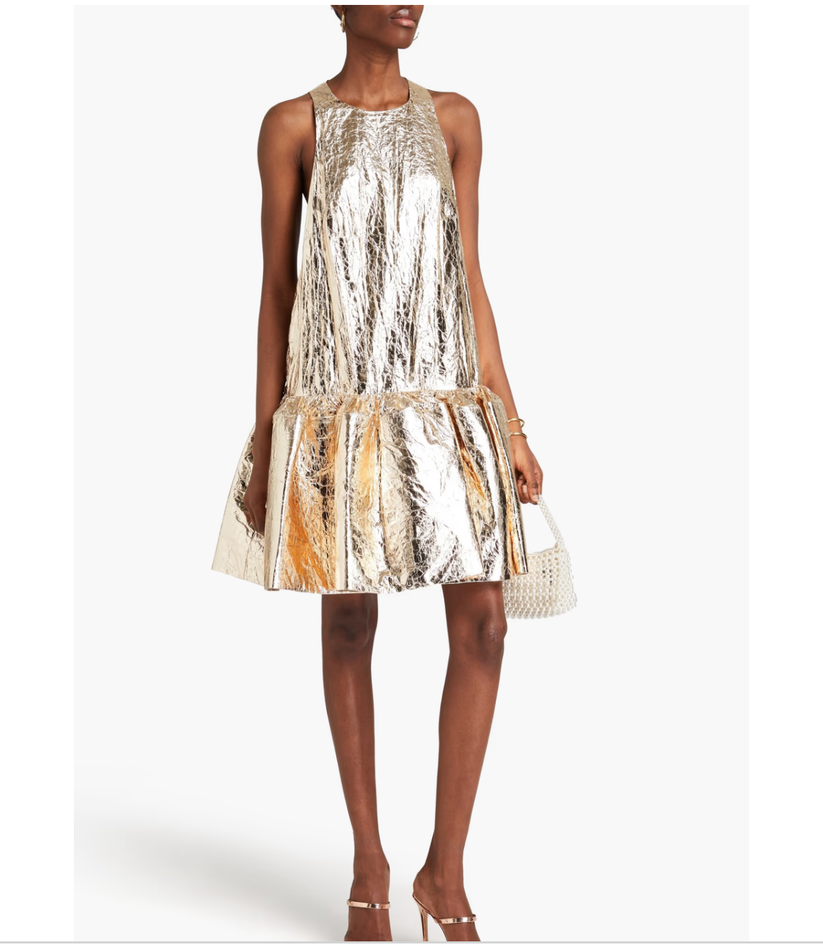 Zimmermann crushed gold metallic woven mini dress sz 1