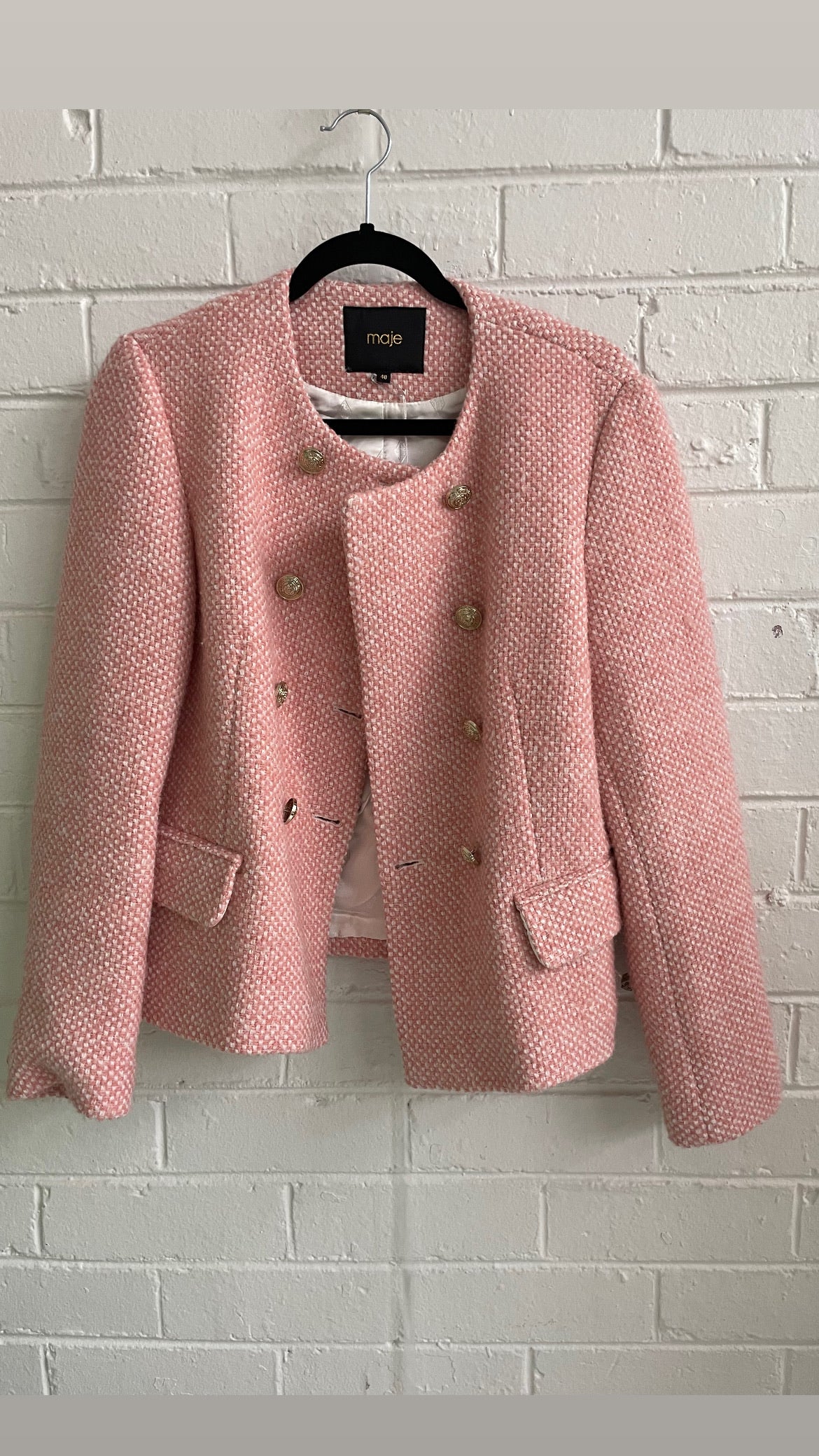 Maje pink and ecru mottled tweed jacket
Sz 40
