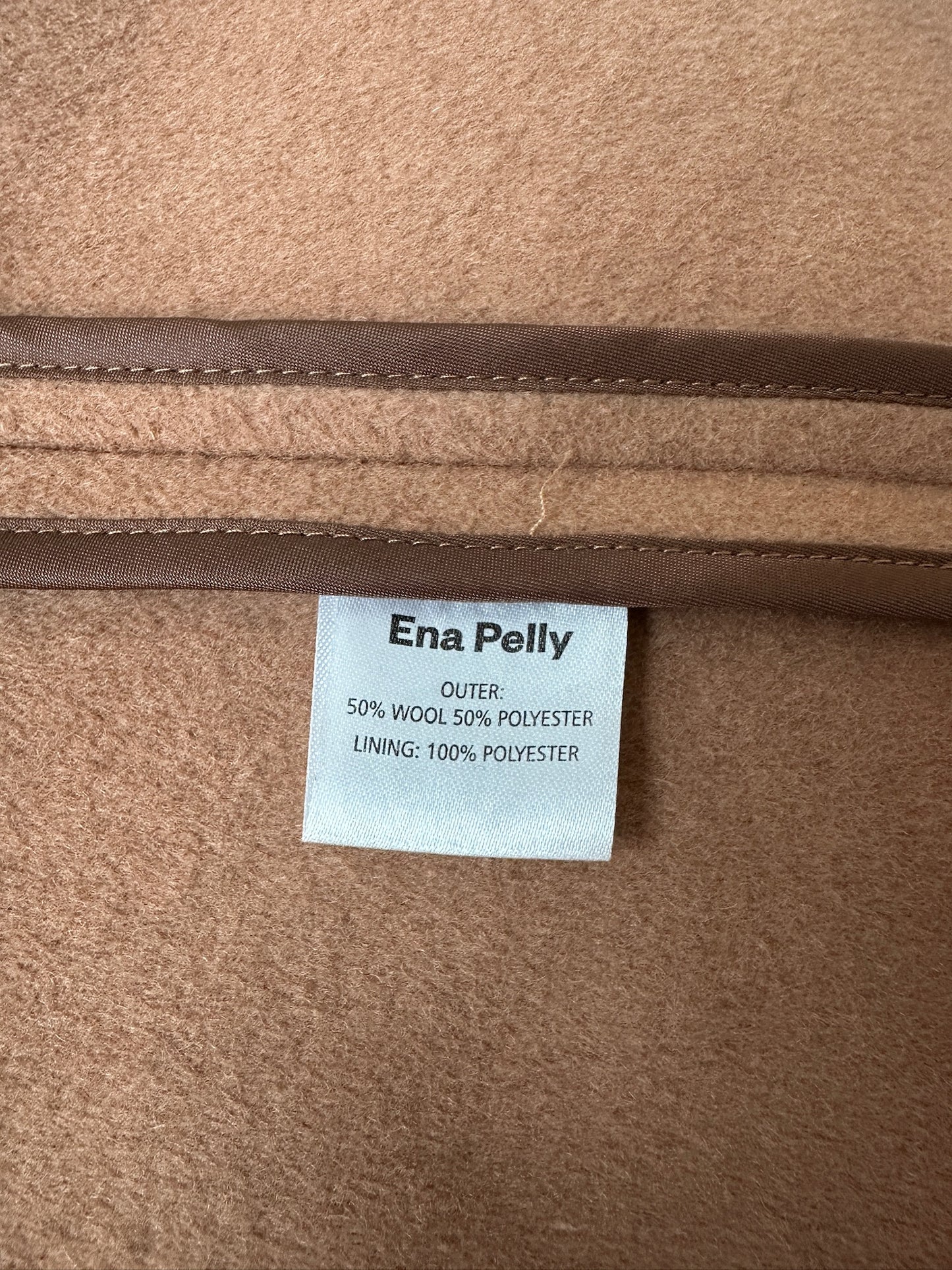Ena Pelly wool blend tan mid length coat 8