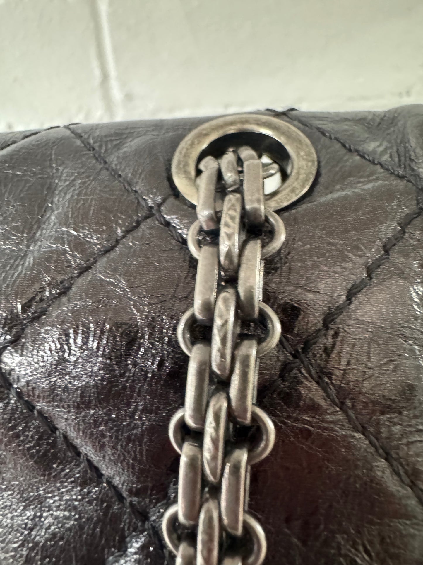 Chanel aged calf skin flap bag