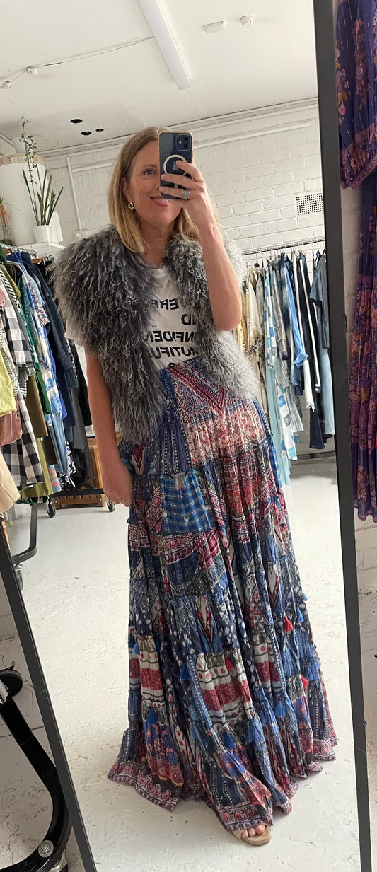 Sass & Bide vintage grey mongolian fur bolero one size