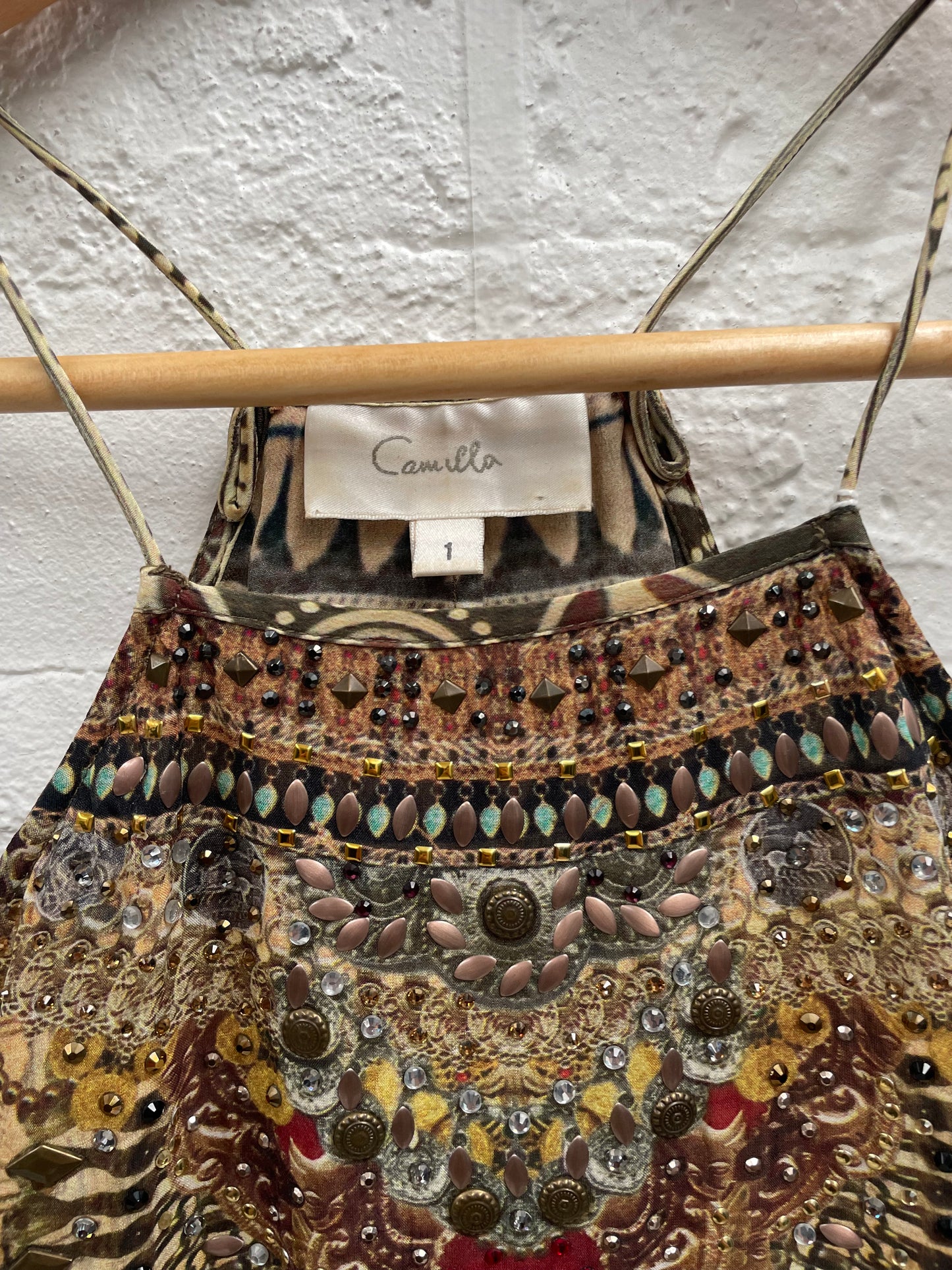 Camilla silk embellished maxi dress sz 1