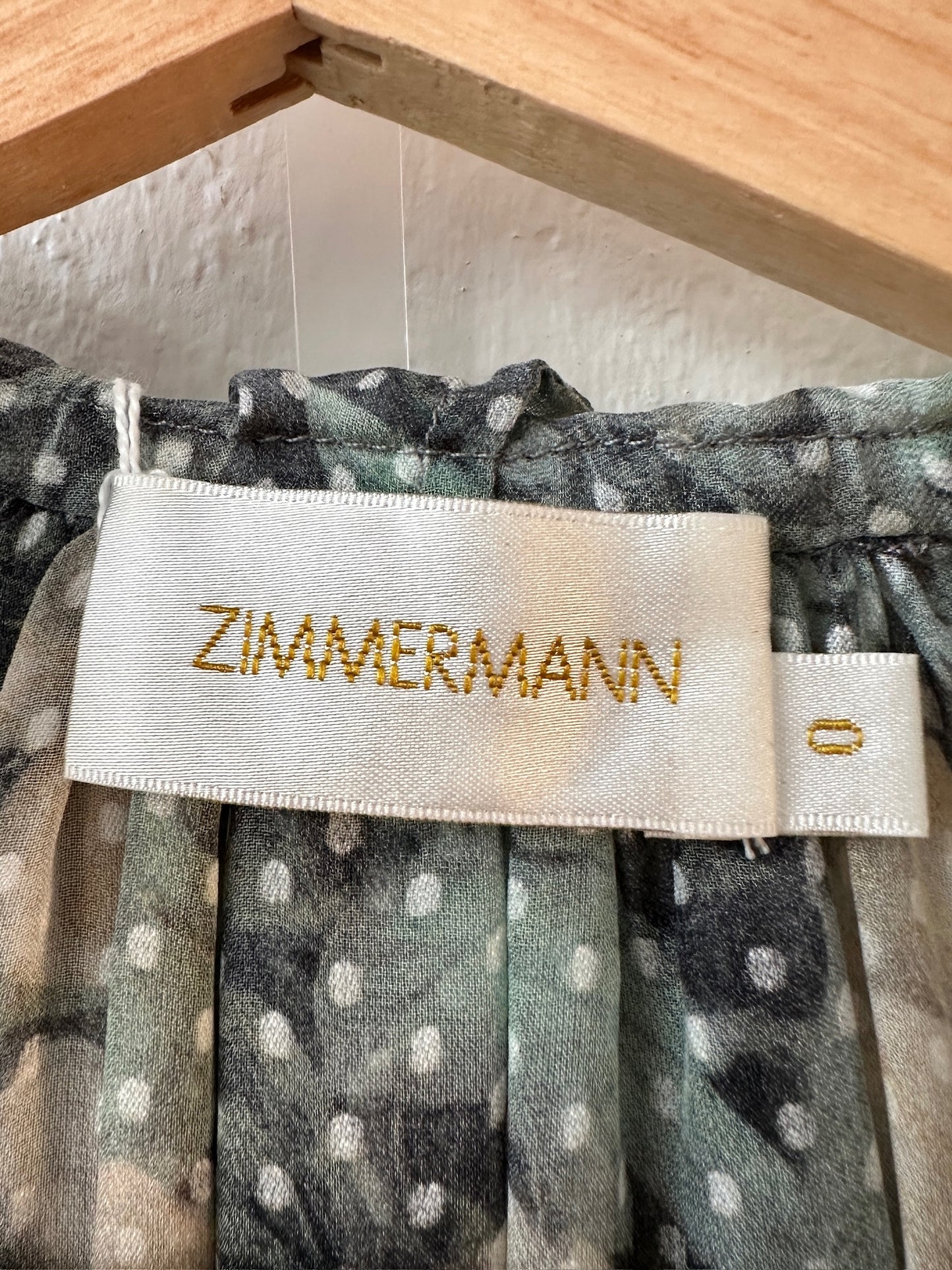 Zimmermann silk sheer ruffle bowerbird floral midi dress sz 0