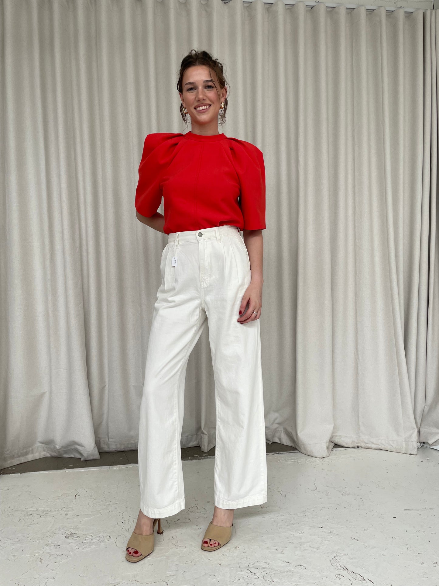 Madewell white wide leg casual trousers Sz 10 AU best