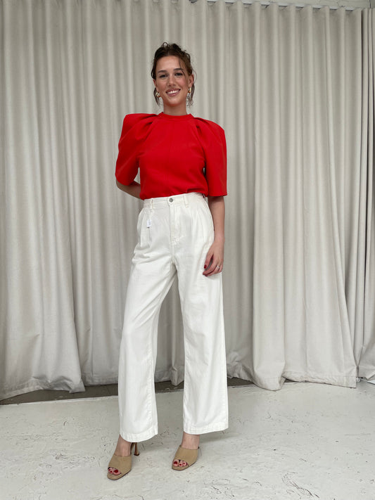 Madewell white wide leg casual trousers Sz 10 AU best