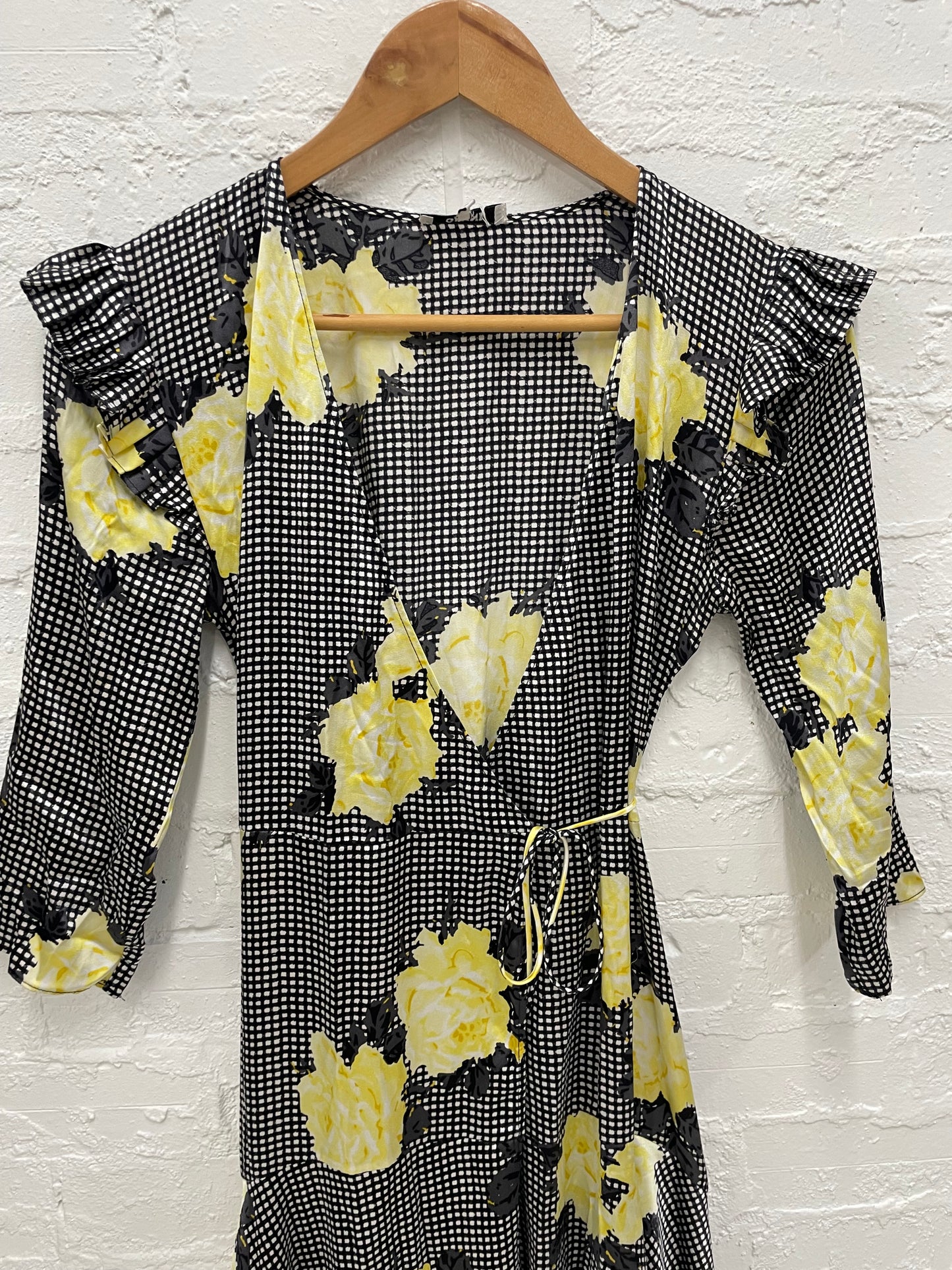 Ganni silk Calla wrap midi dress sz  34