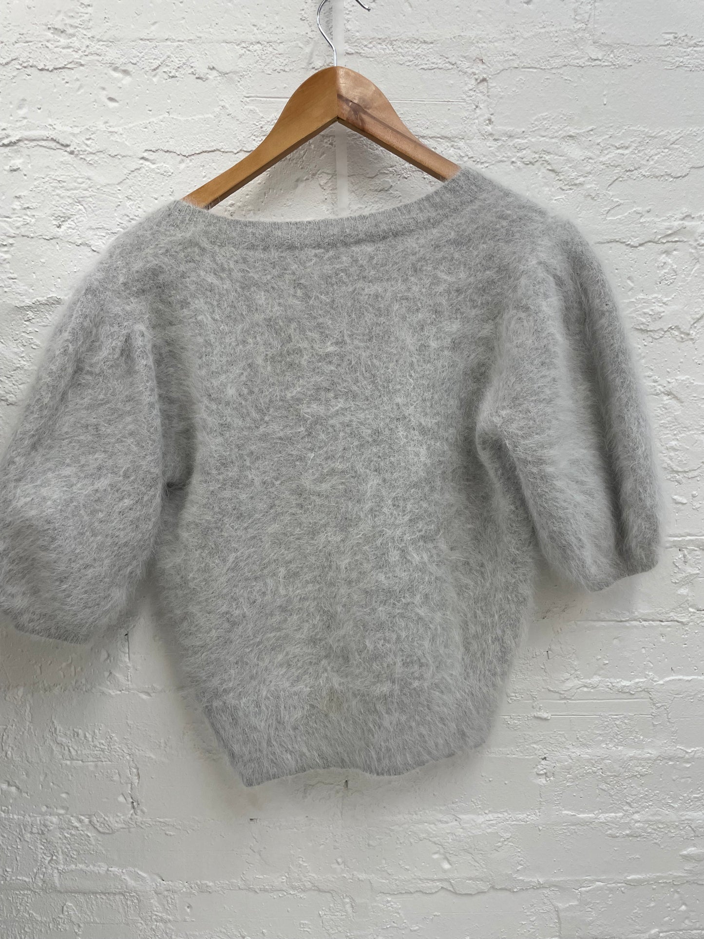 Antalya pale grey angora knit top Sz M