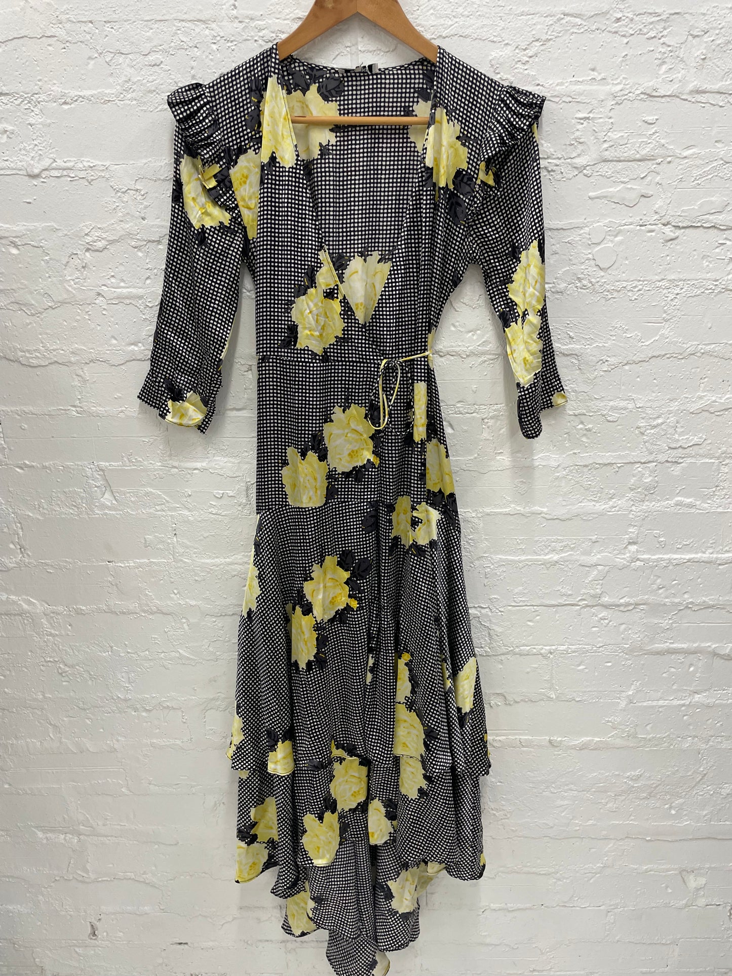 Ganni silk Calla wrap midi dress sz  34