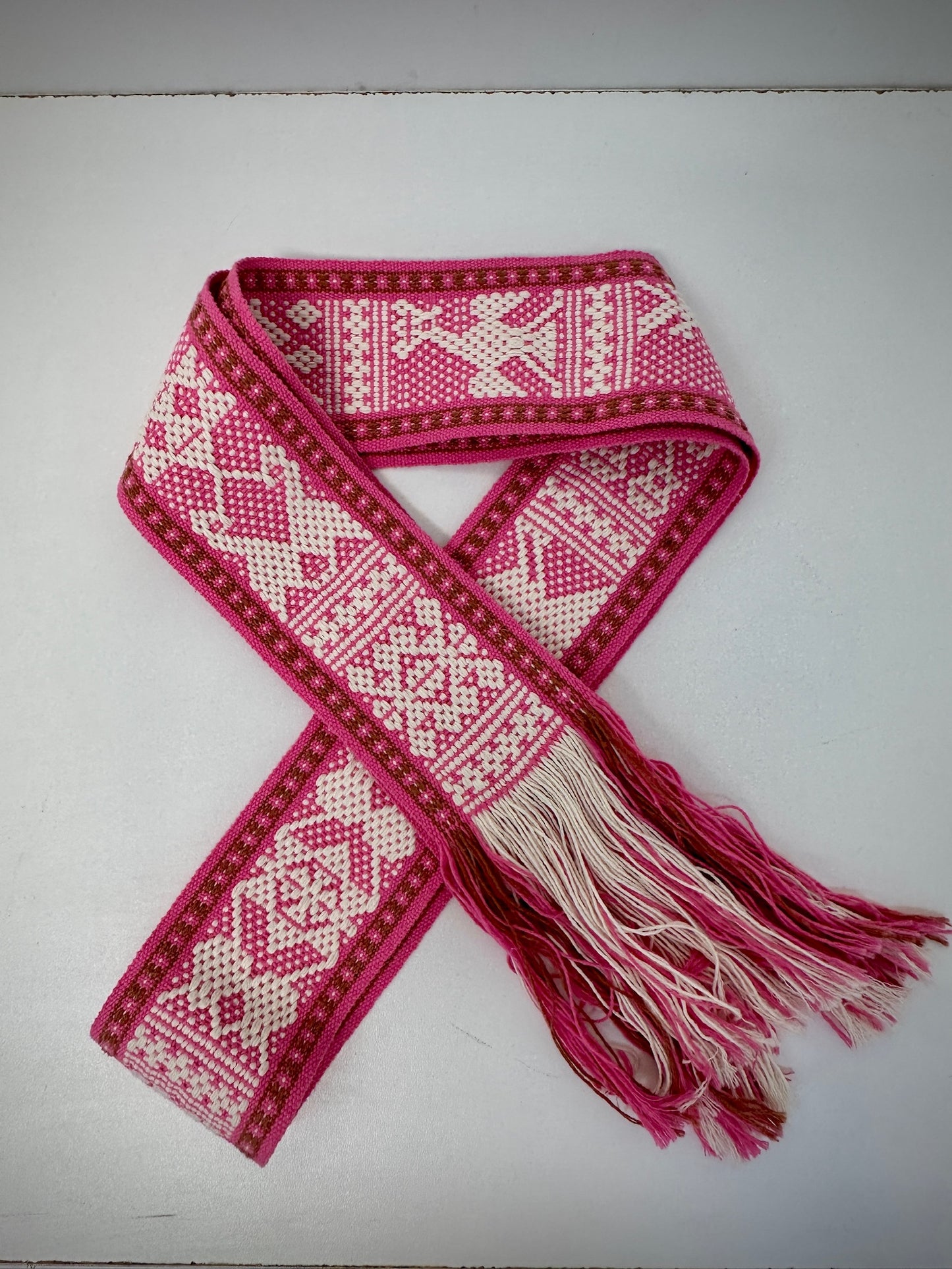 Pippa Holt pink embroidered cotton waist tie belt