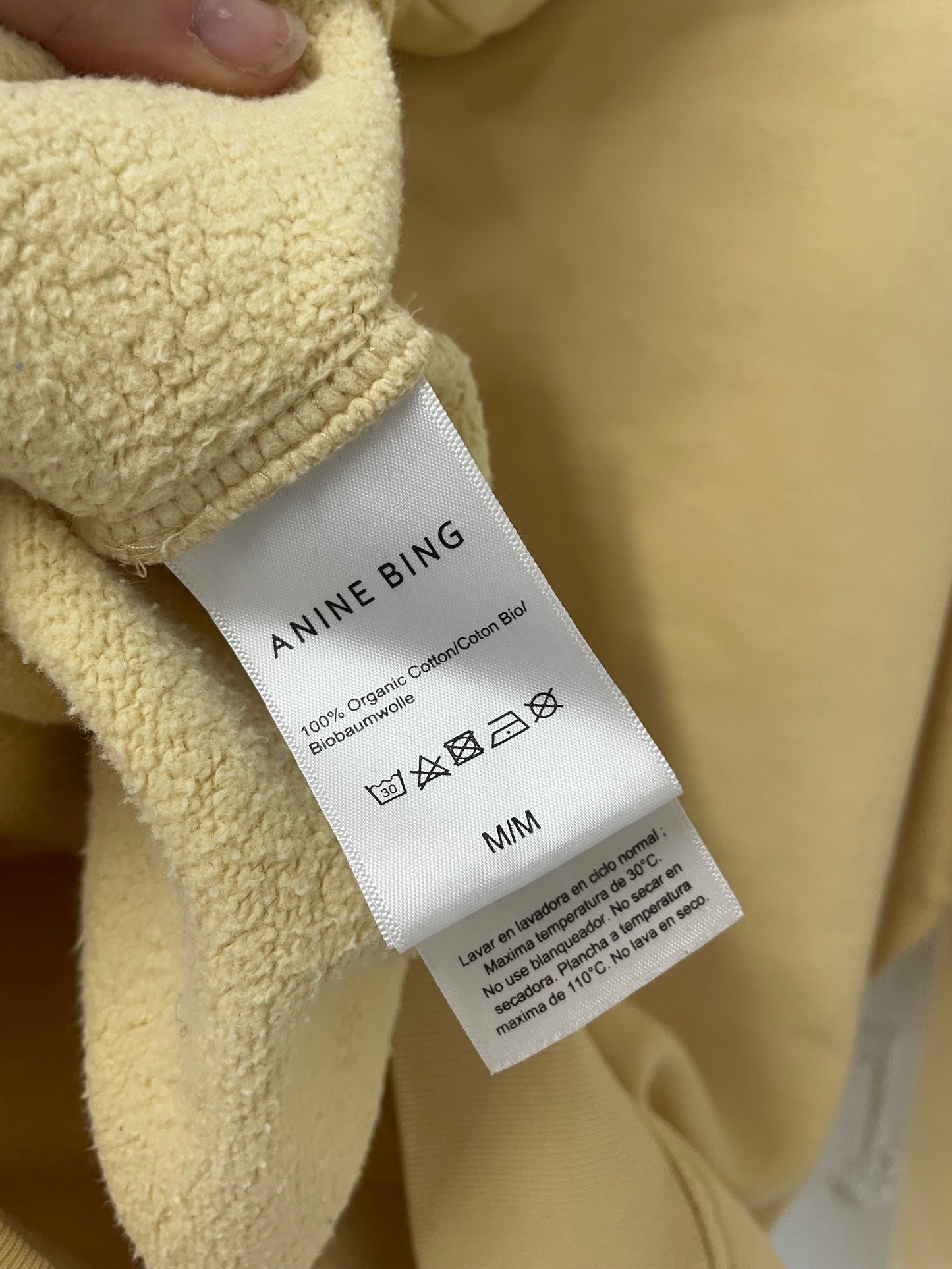 Anine Bing oversized cotton slouchy Hoodie in butter lemon colour size medium