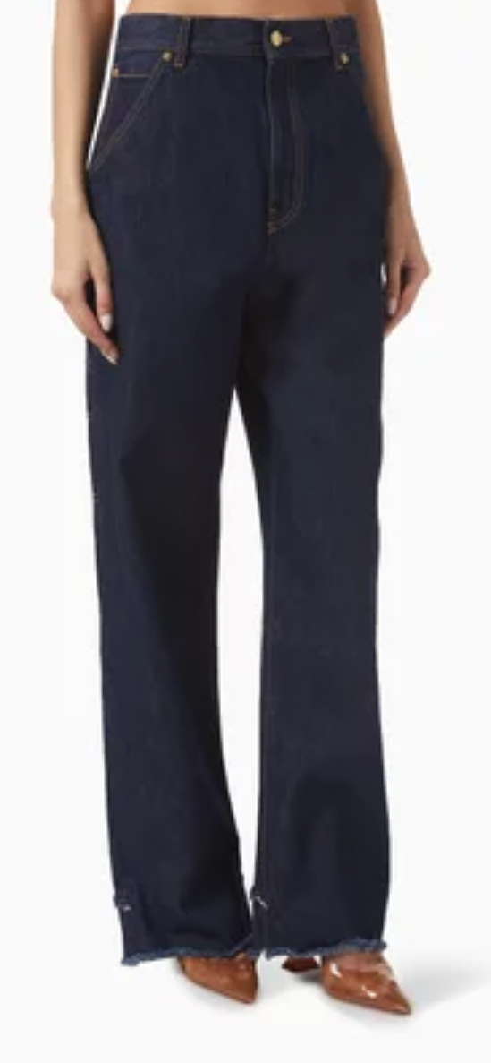 Dark Park Lisa loose for Carpenter jeans with chain detail in dark blue 28 new