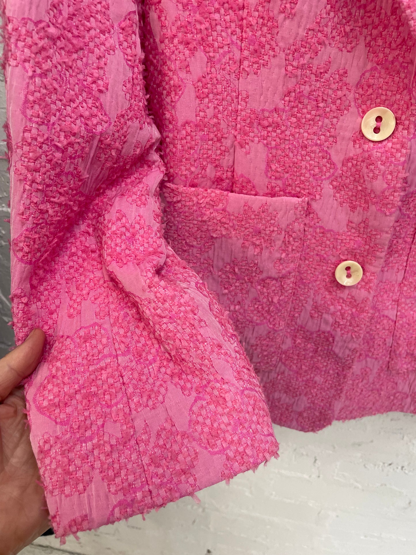 Candy pink textured blazer by Baum und PFERDGATEN Sz 38