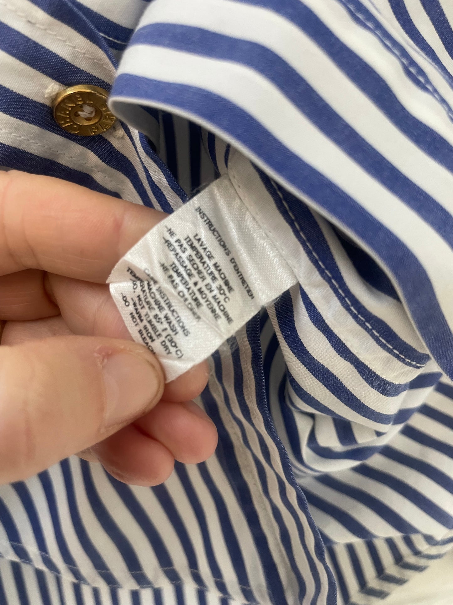 Rare vintage Chanel 1990s cotton stripe shirt with logo