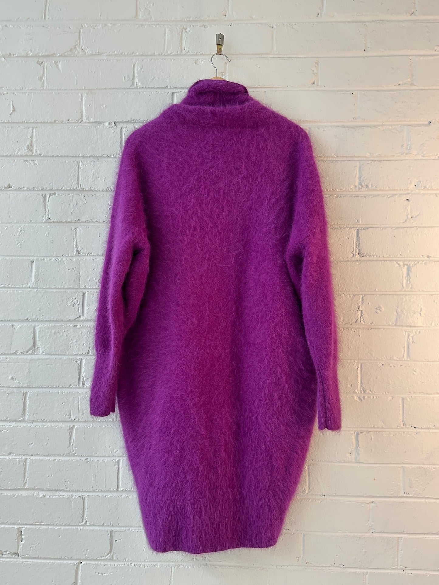 Antalya bright purple angora long cardigan one size