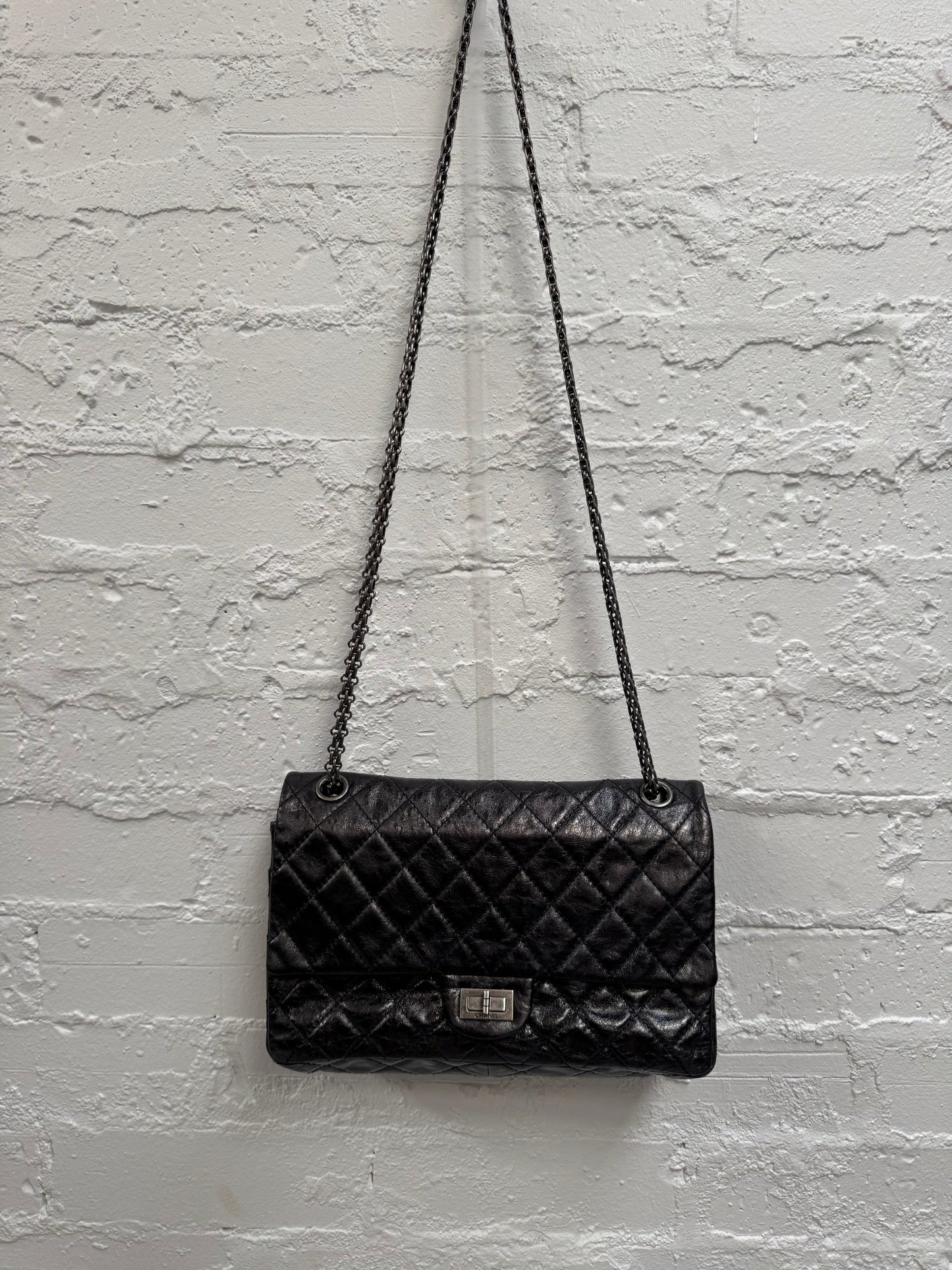 Chanel aged calf skin flap bag