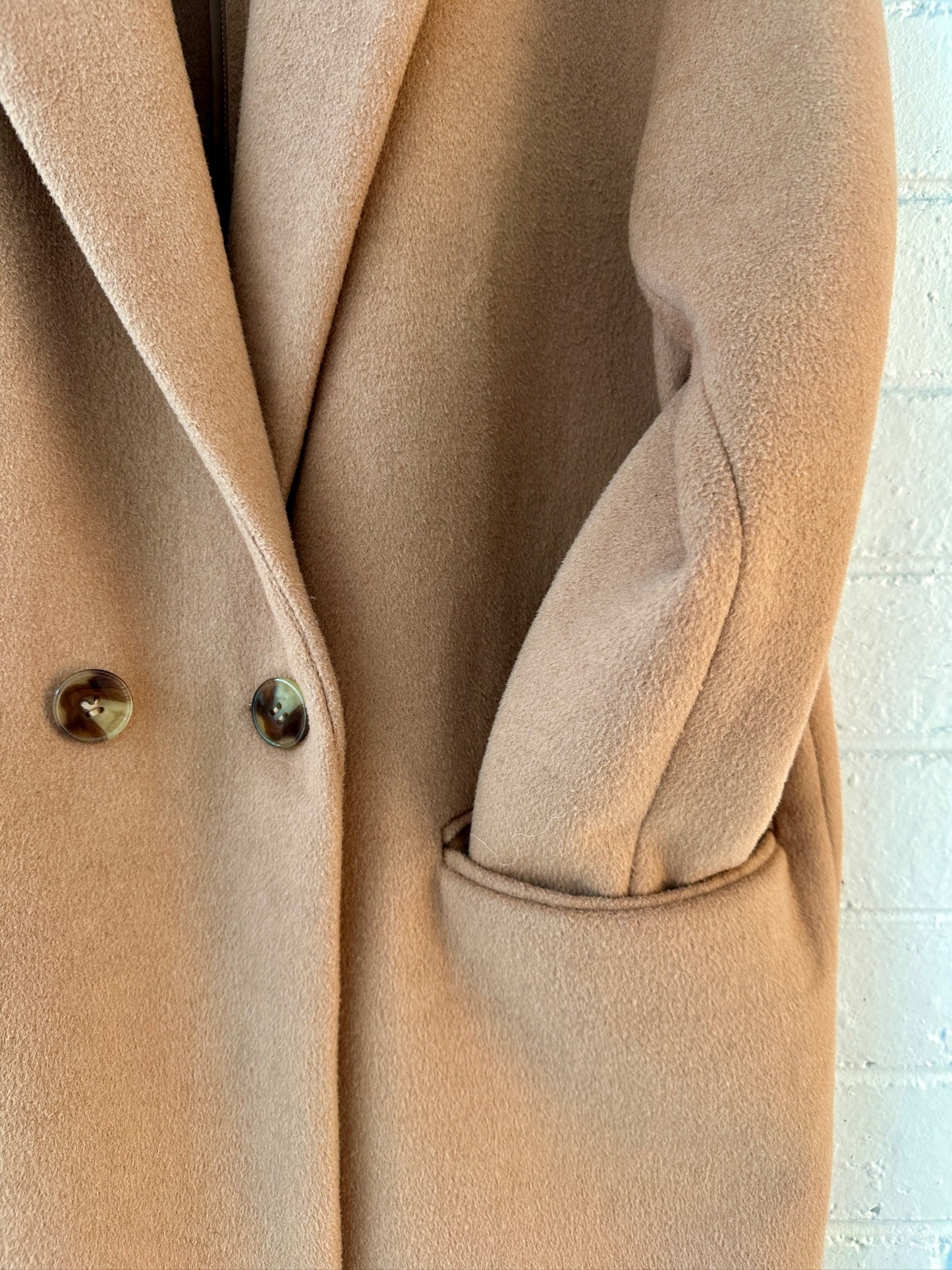 Ena Pelly wool blend tan mid length coat 8