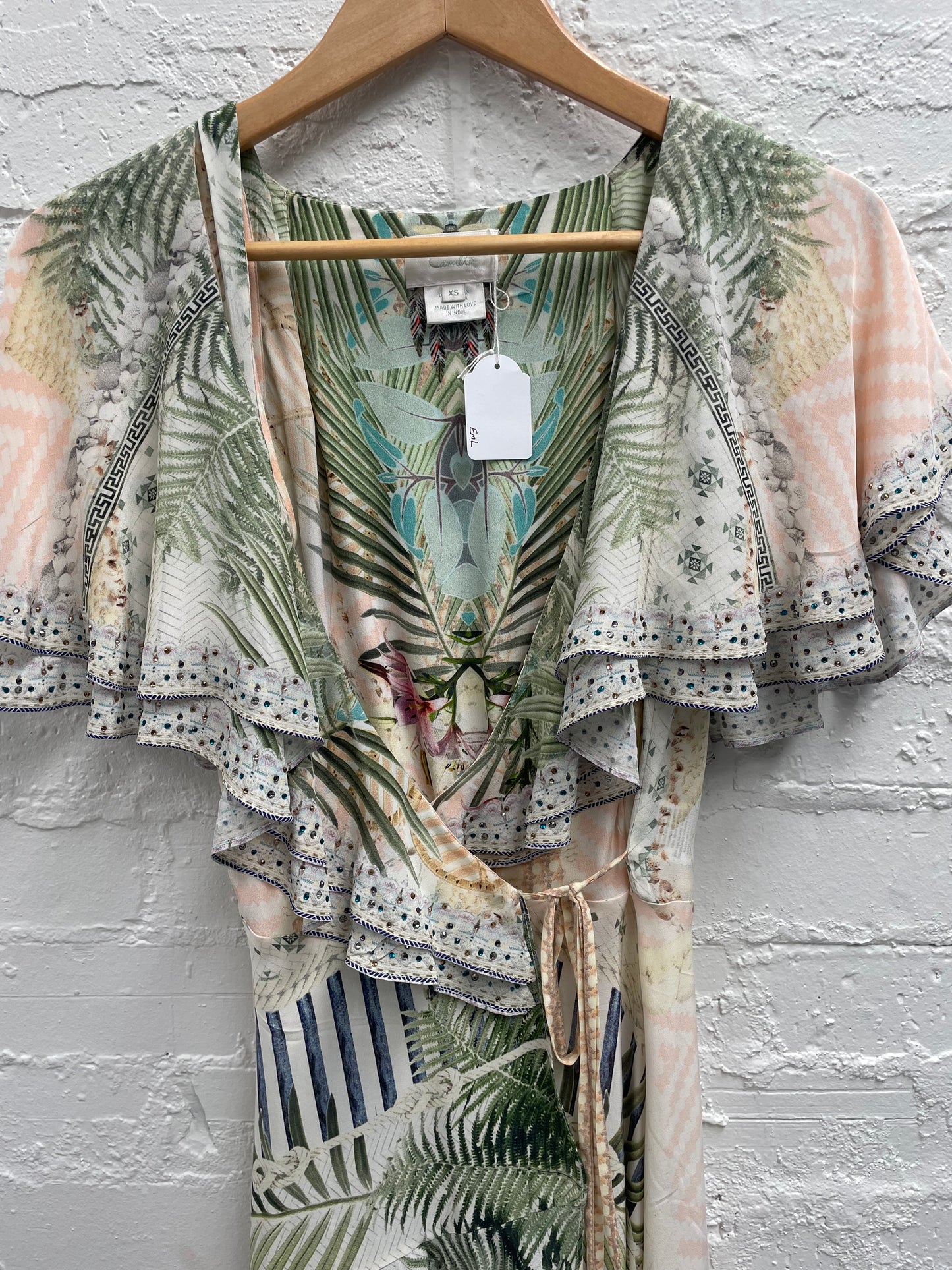 Camilla silk maxi wrap dress flat sleeve size XS