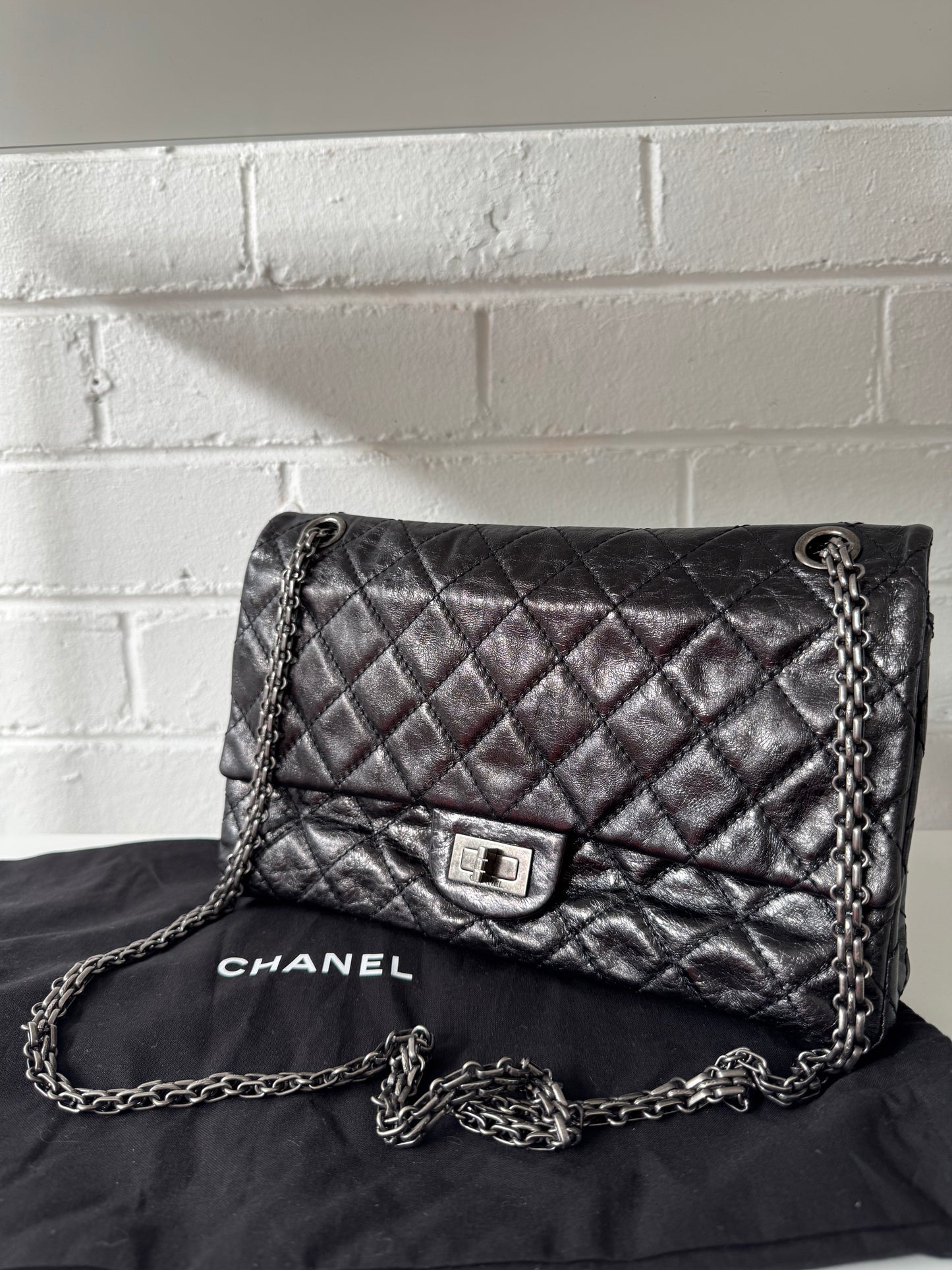 Chanel aged calf skin flap bag
