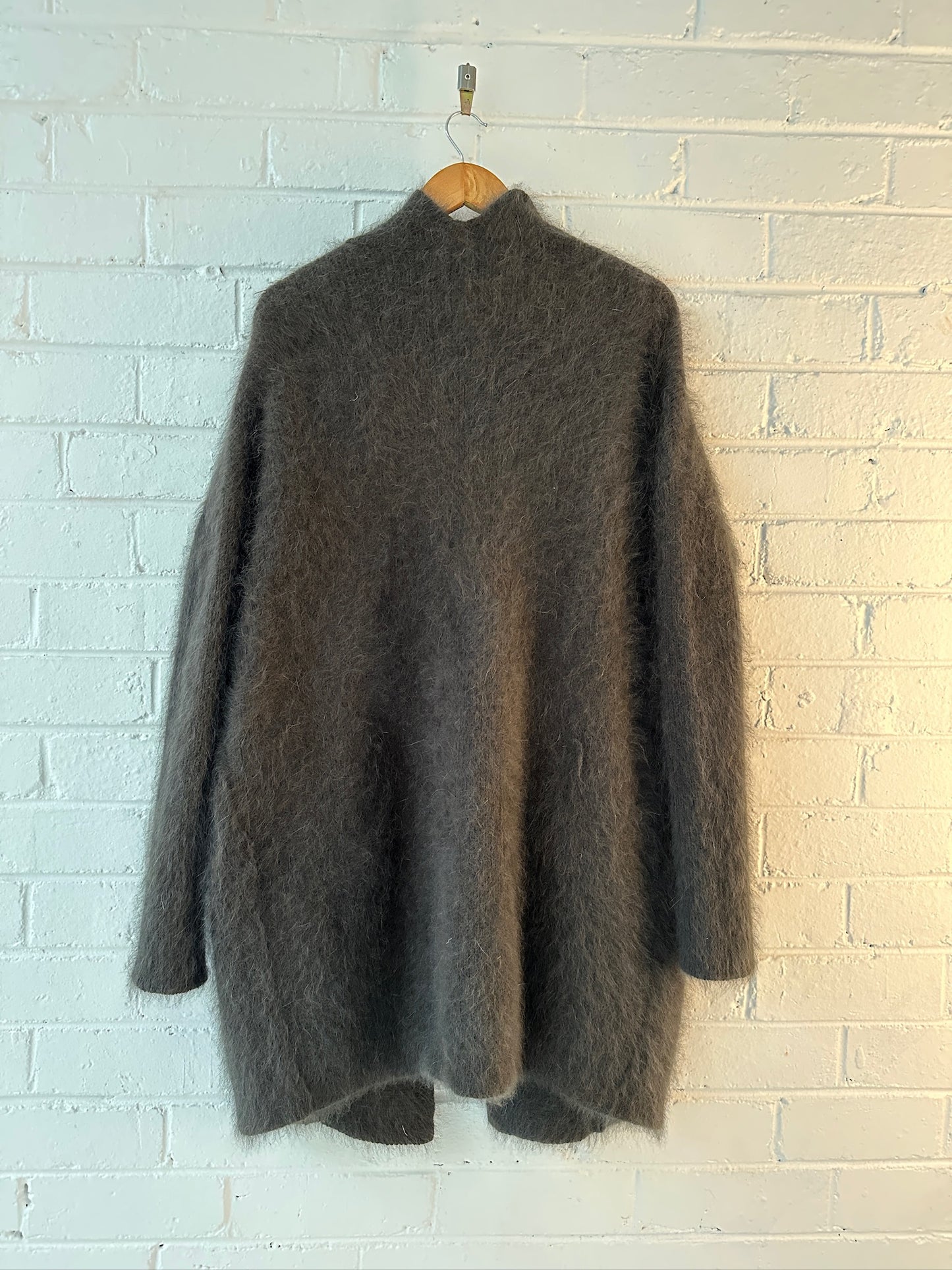 FWRD angora blend olive long cardigan one size