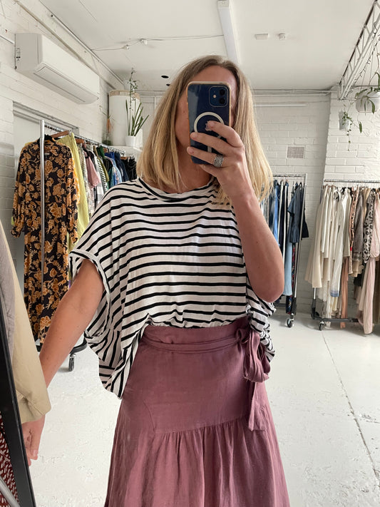 Bassike stripe circle oversized cotton tee M