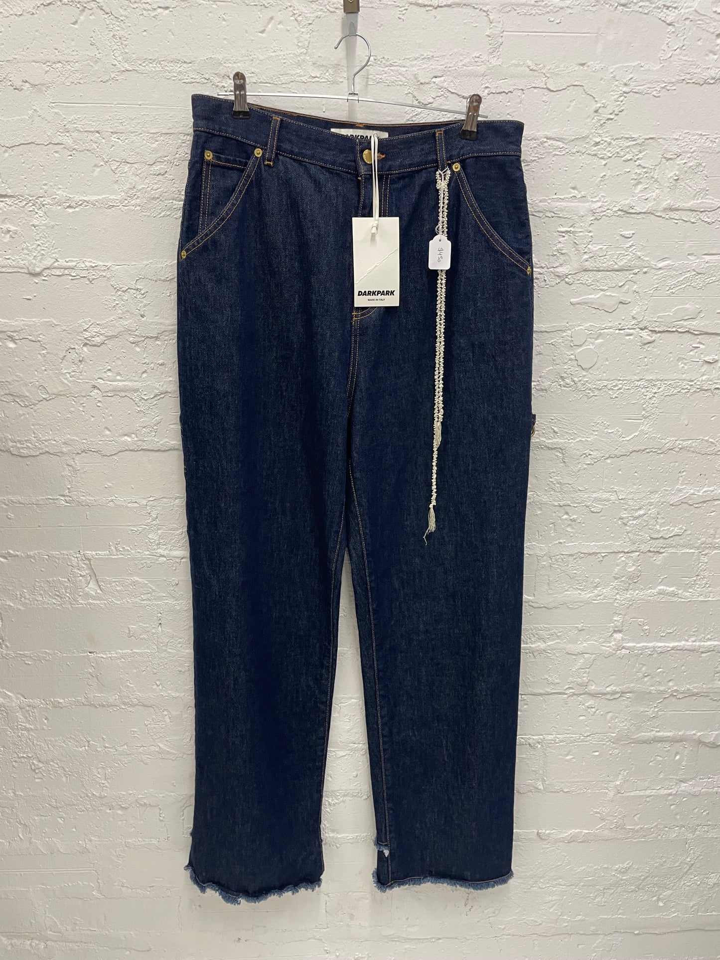 Dark Park Lisa loose for Carpenter jeans with chain detail in dark blue 28 new