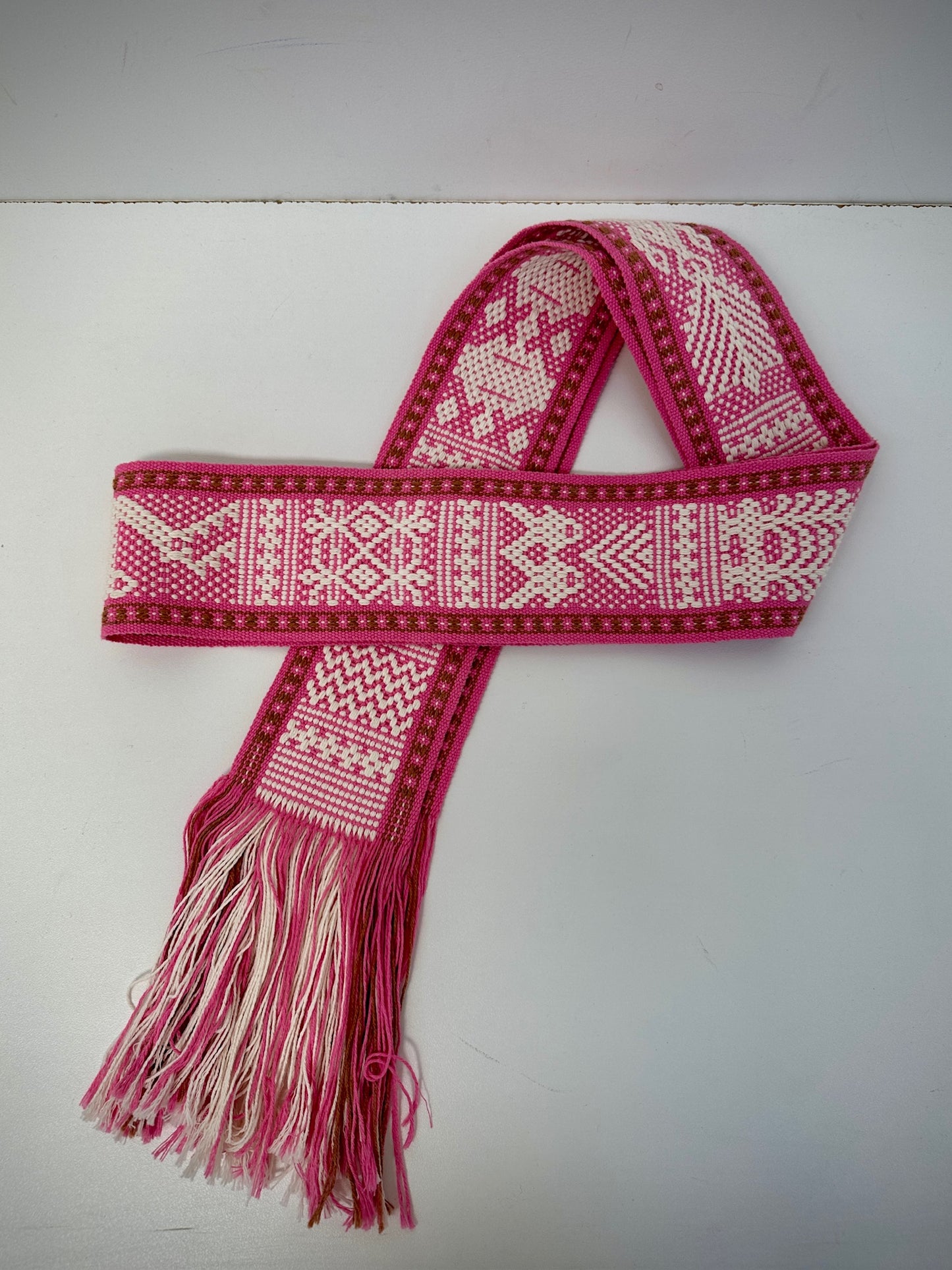 Pippa Holt pink embroidered cotton waist tie belt