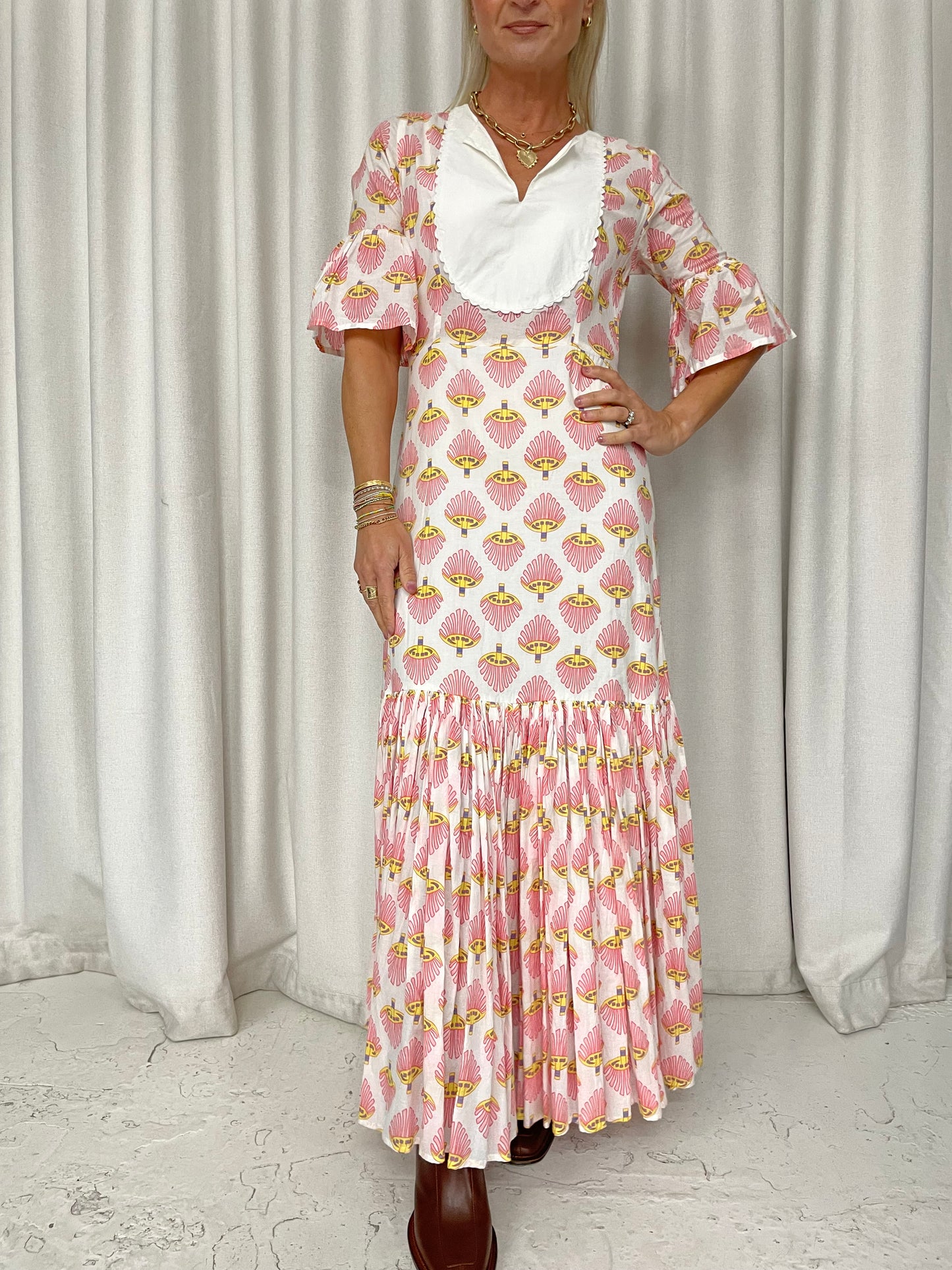 Wiggy Kit cotton fitted bodice maxi dress XS or 6-8