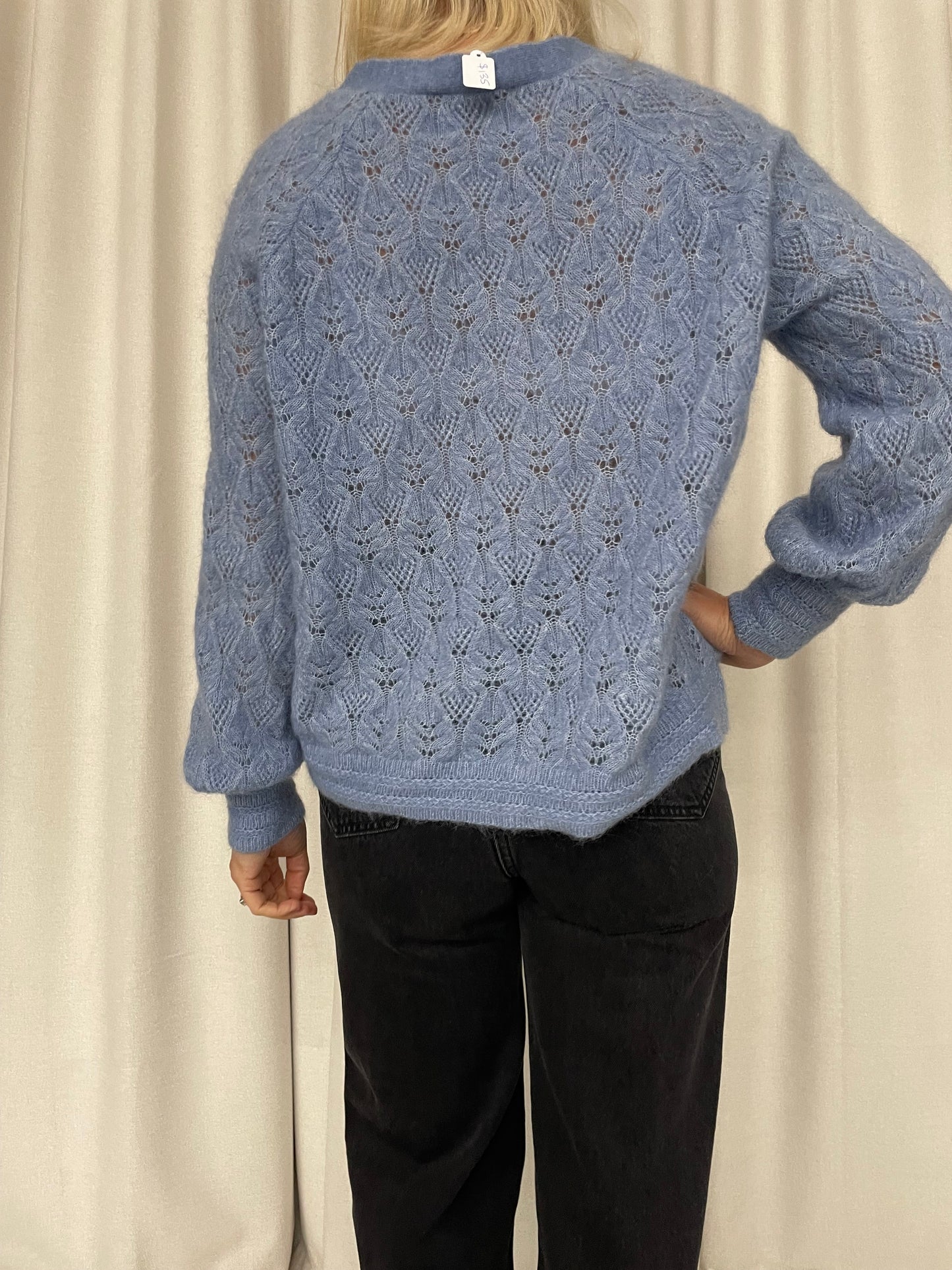 Sezane cornflower blue mohair knit cardigan size XS