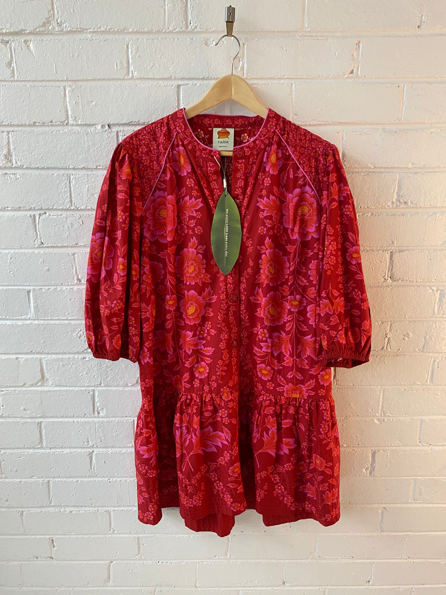 Farm Rio Olivia red mini dress organic cotton BNWT Size XL