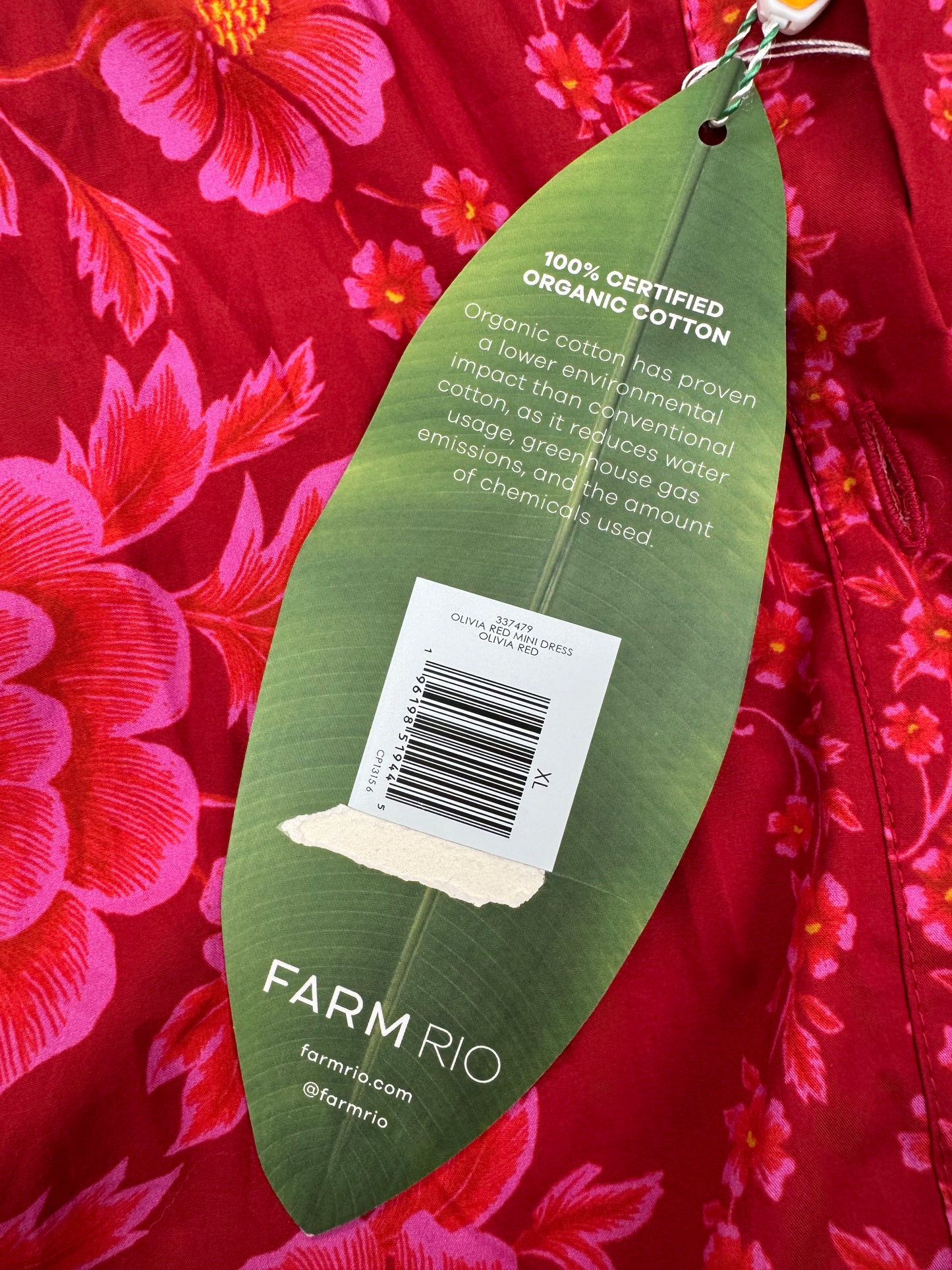 Farm Rio Olivia red mini dress organic cotton BNWT Size XL