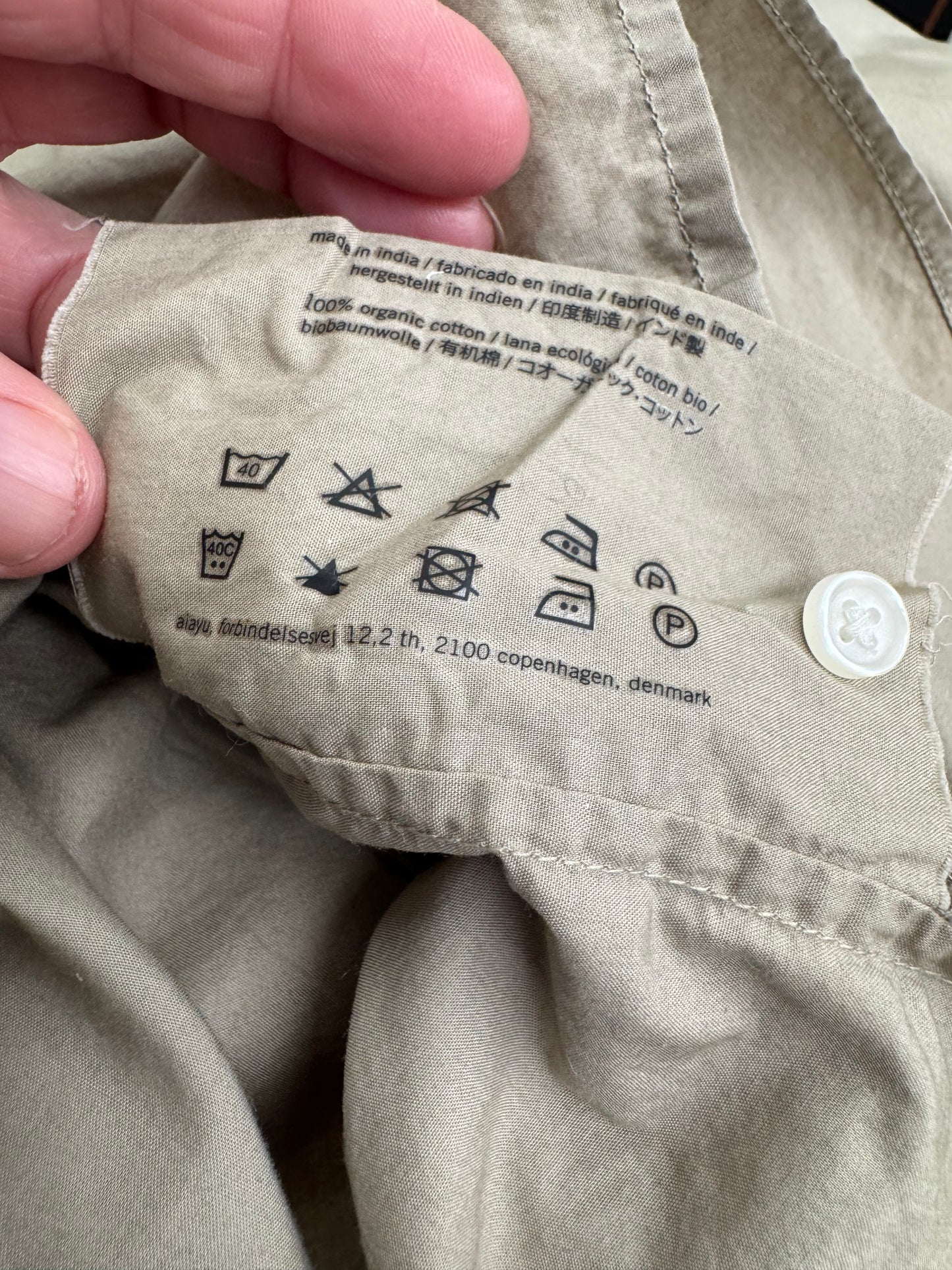 Aiayu organic cotton shirt size L
