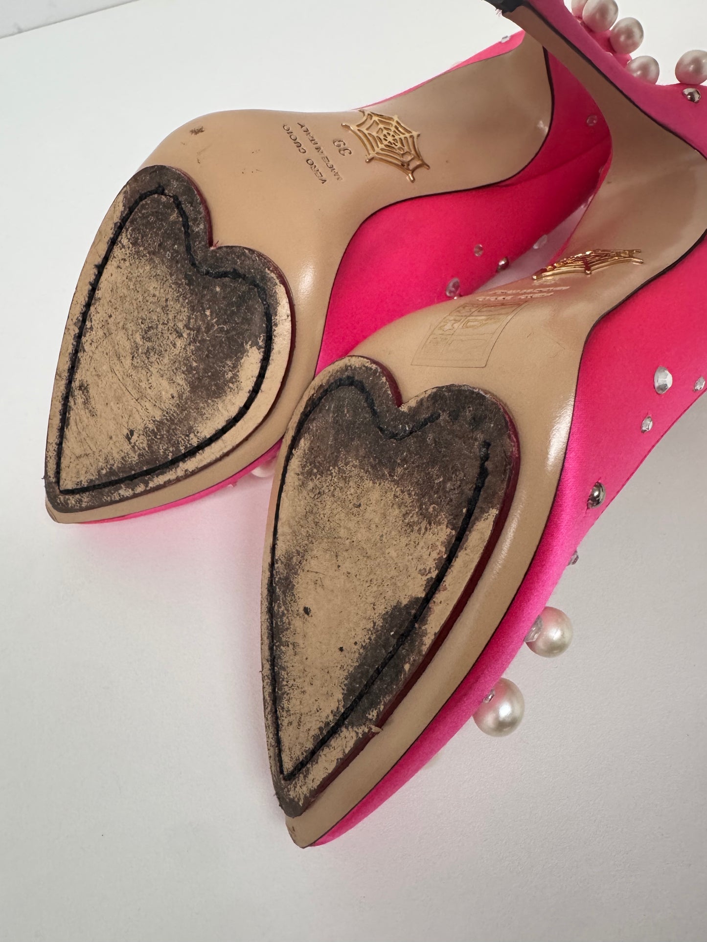 Charlotte Olympia Precious Bacall hot pink satin heels size 39