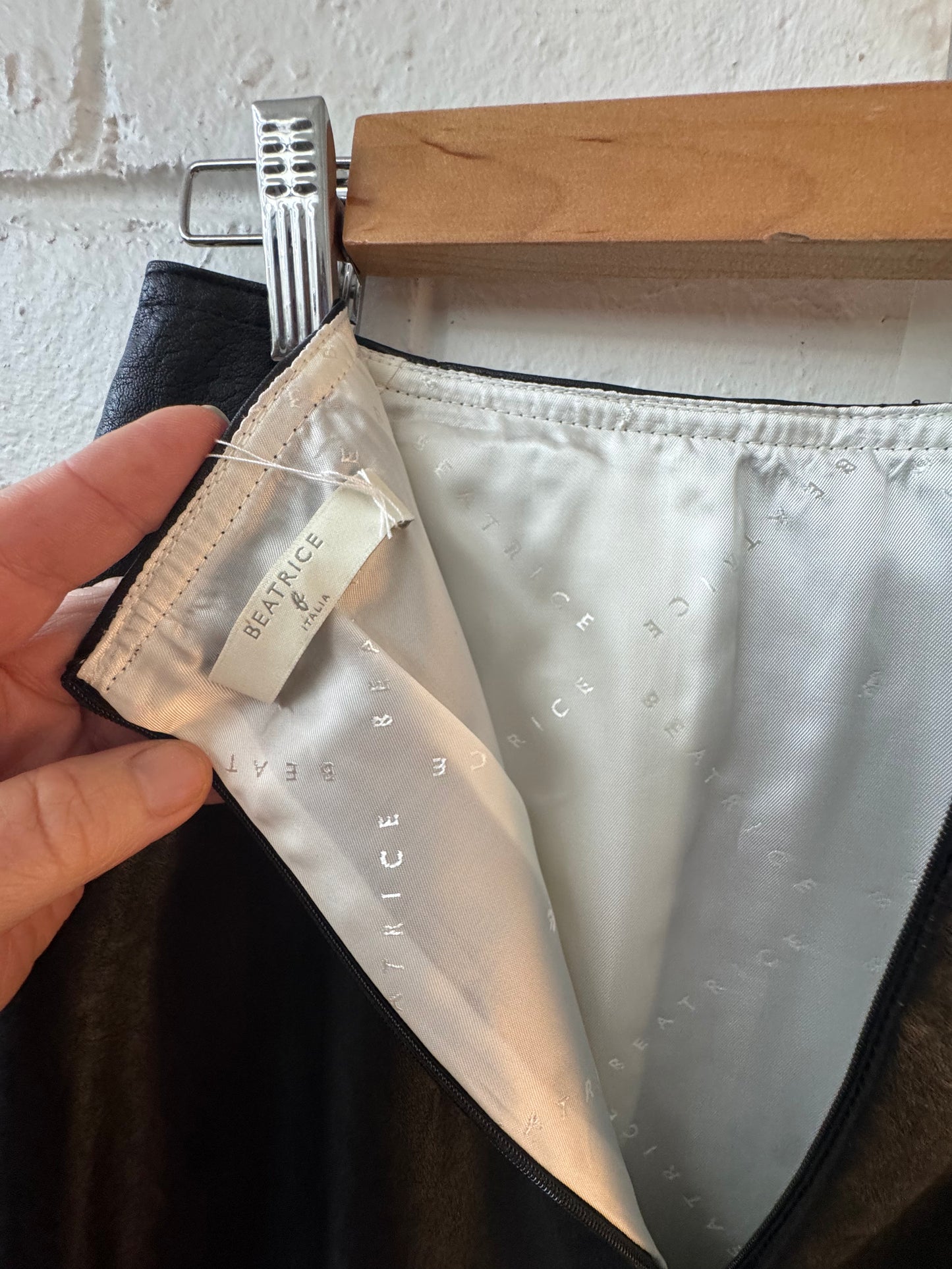 Beatrice faux leather eyelet midi skirt size M
