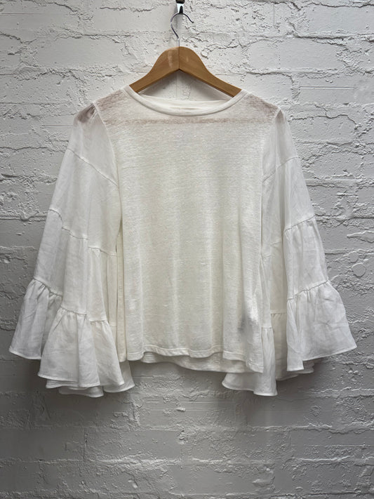 Zimmermann linen top with ramie sleeves size 0