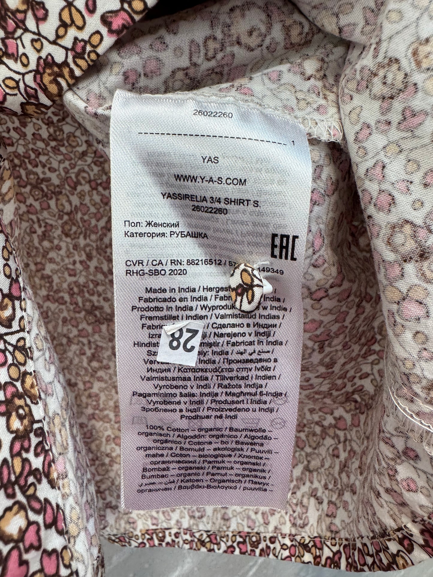 Y.A.S 100% organic cotton floral blouse BNWT size 8