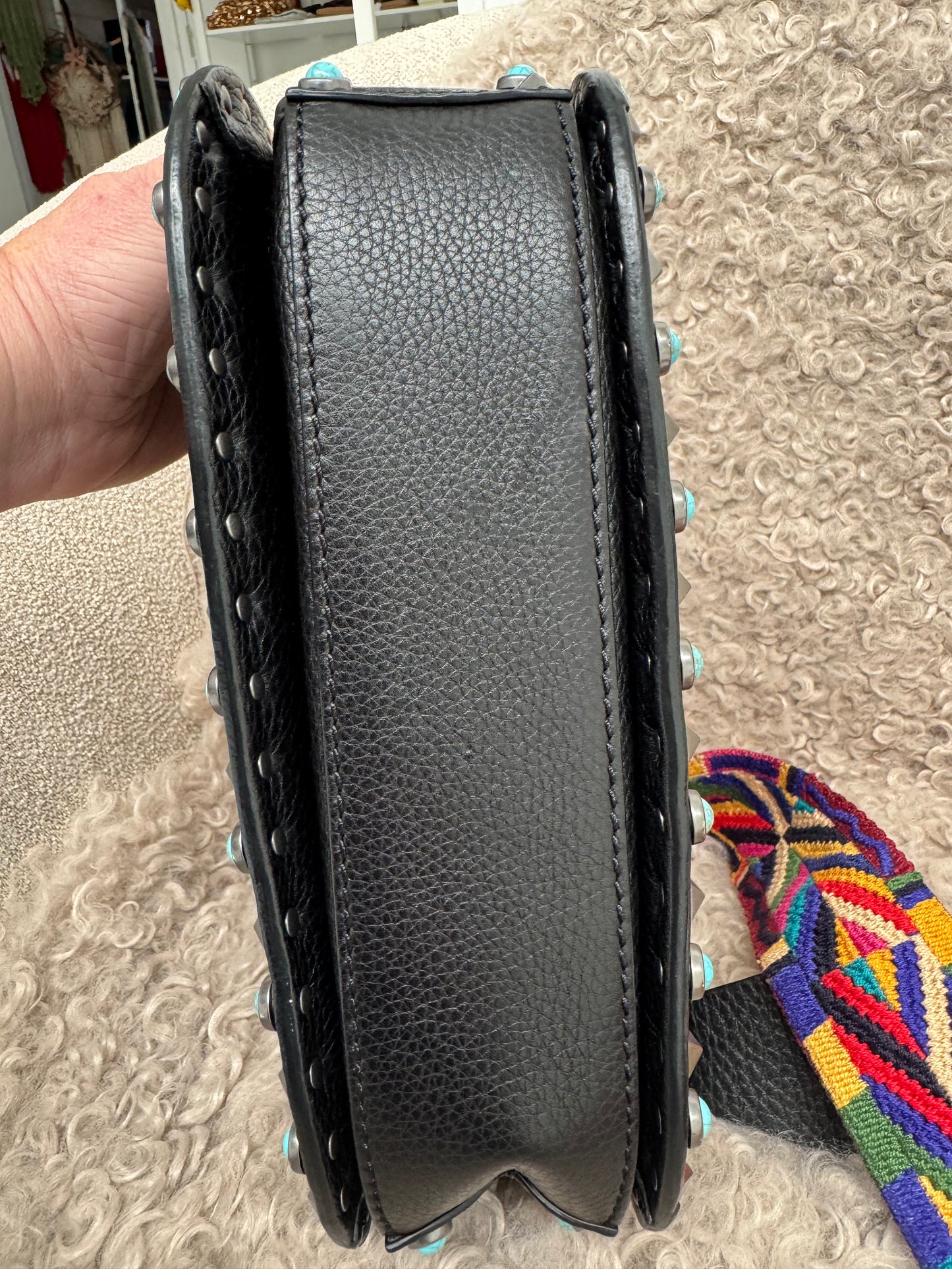 Valentino Rockstud Rolling Beaded Medium Shoulder Bag