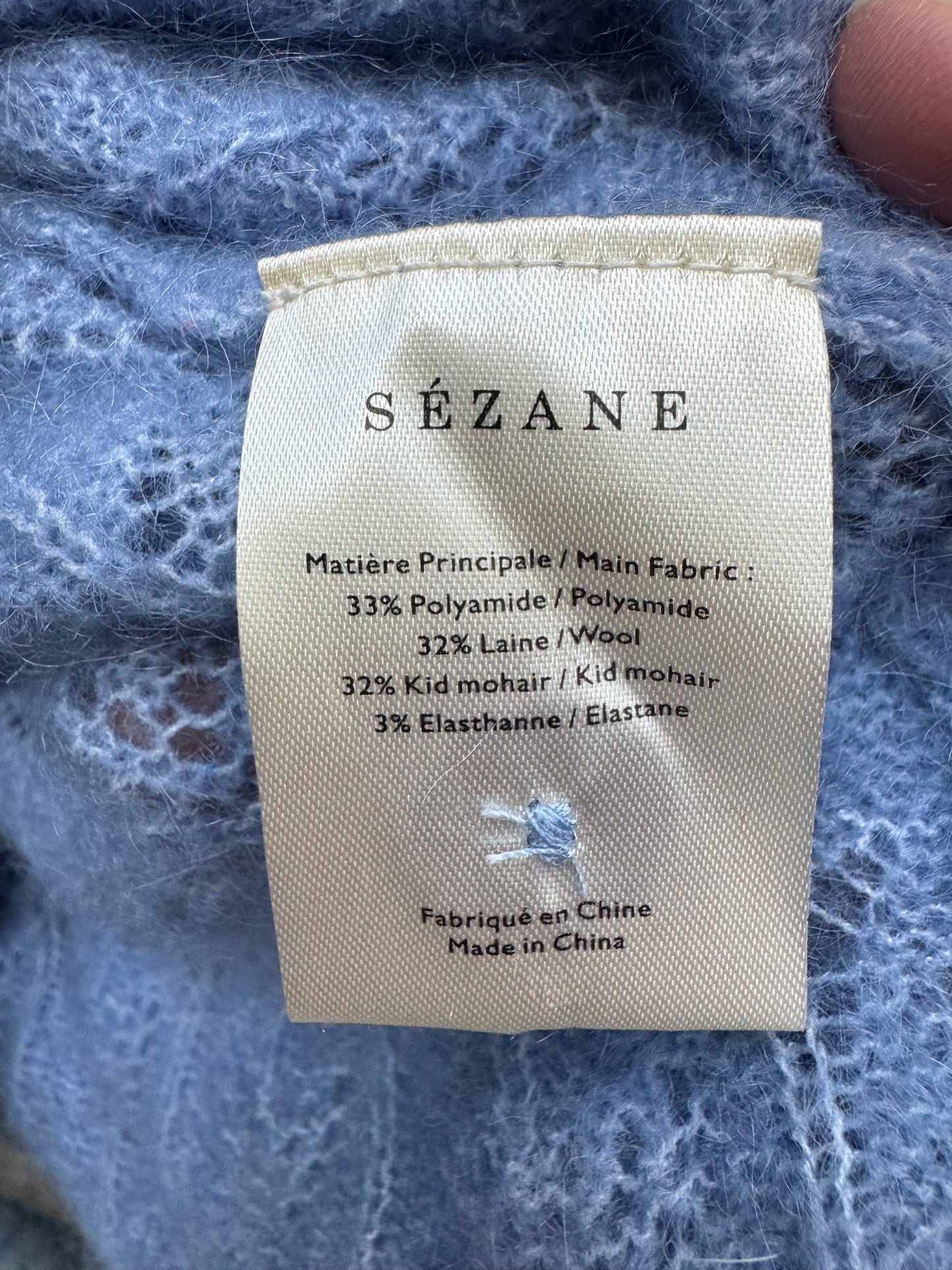 Sezane cornflower blue mohair knit cardigan size XS