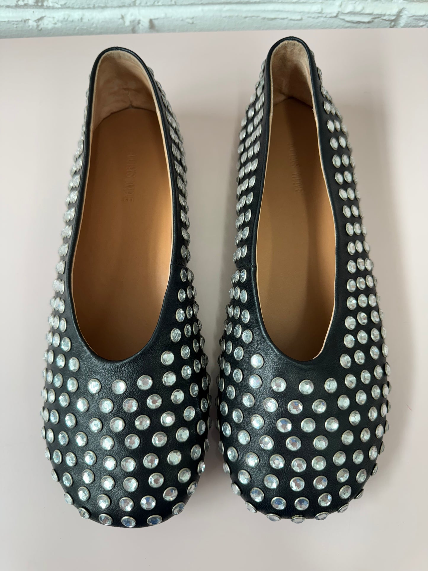 Alias Mae black leather crystal encrusted ballet flat size 41