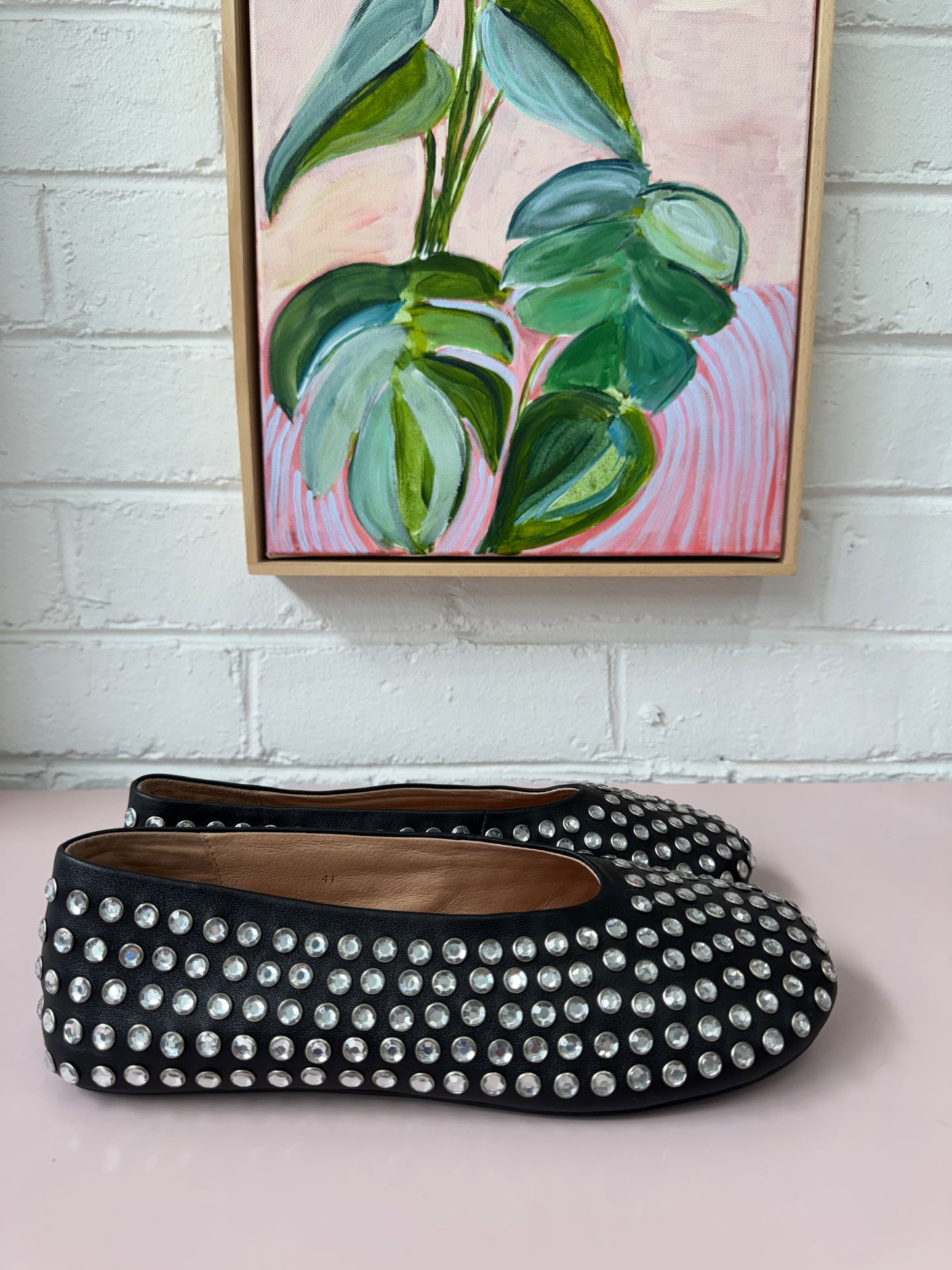 Alias Mae black leather crystal encrusted ballet flat size 41