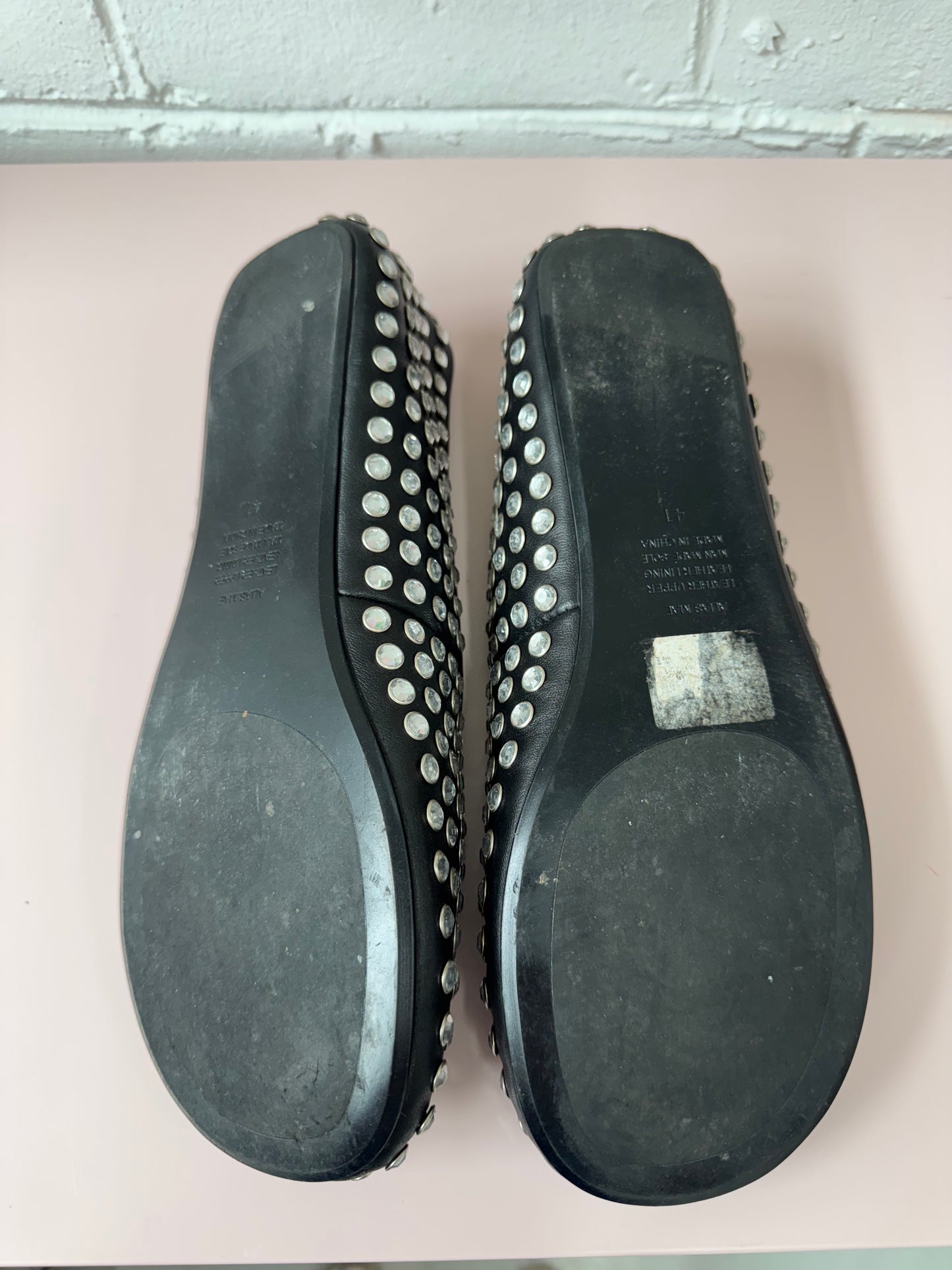 Alias Mae black leather crystal encrusted ballet flat size 41