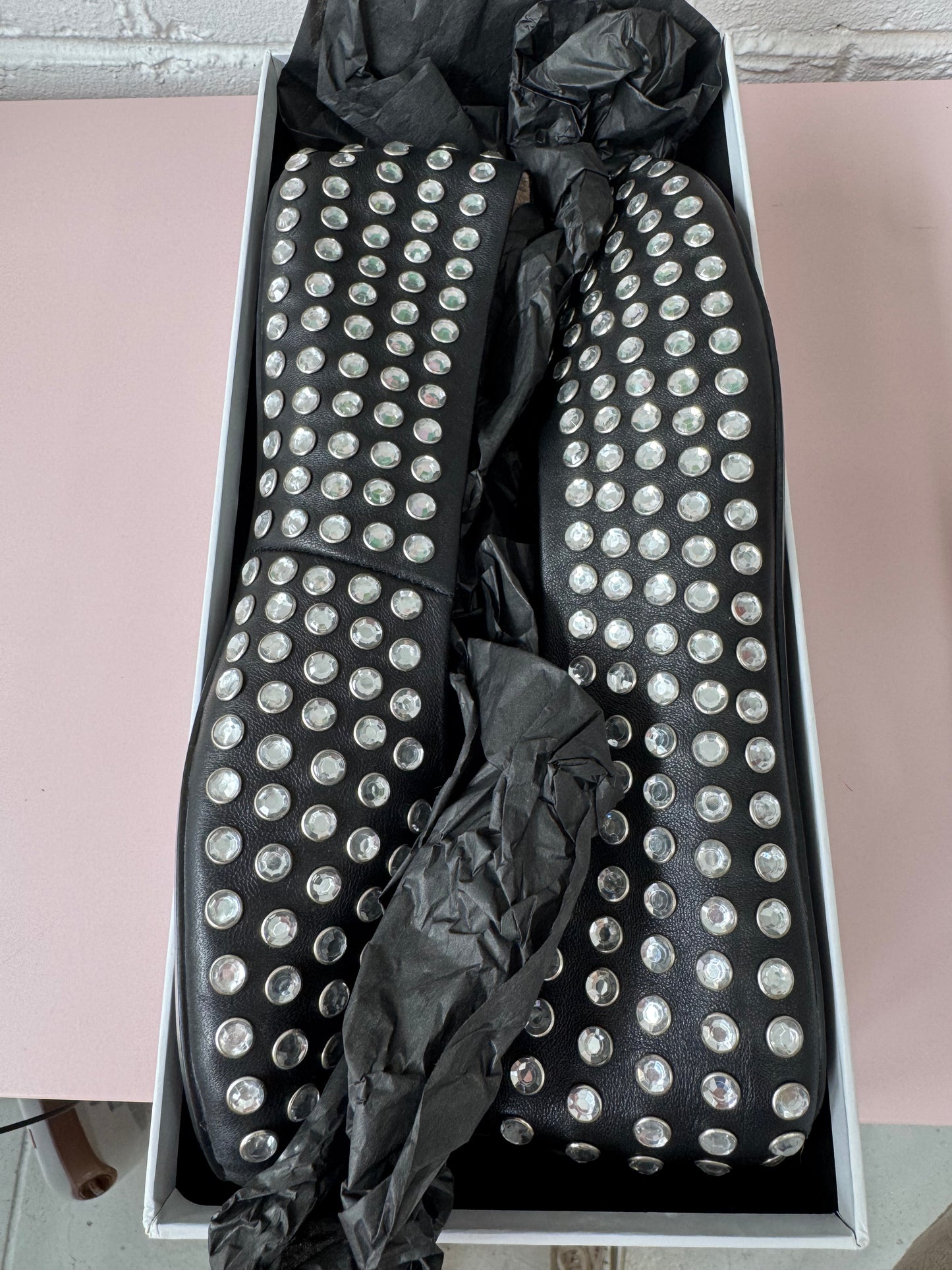 Alias Mae black leather crystal encrusted ballet flat size 41