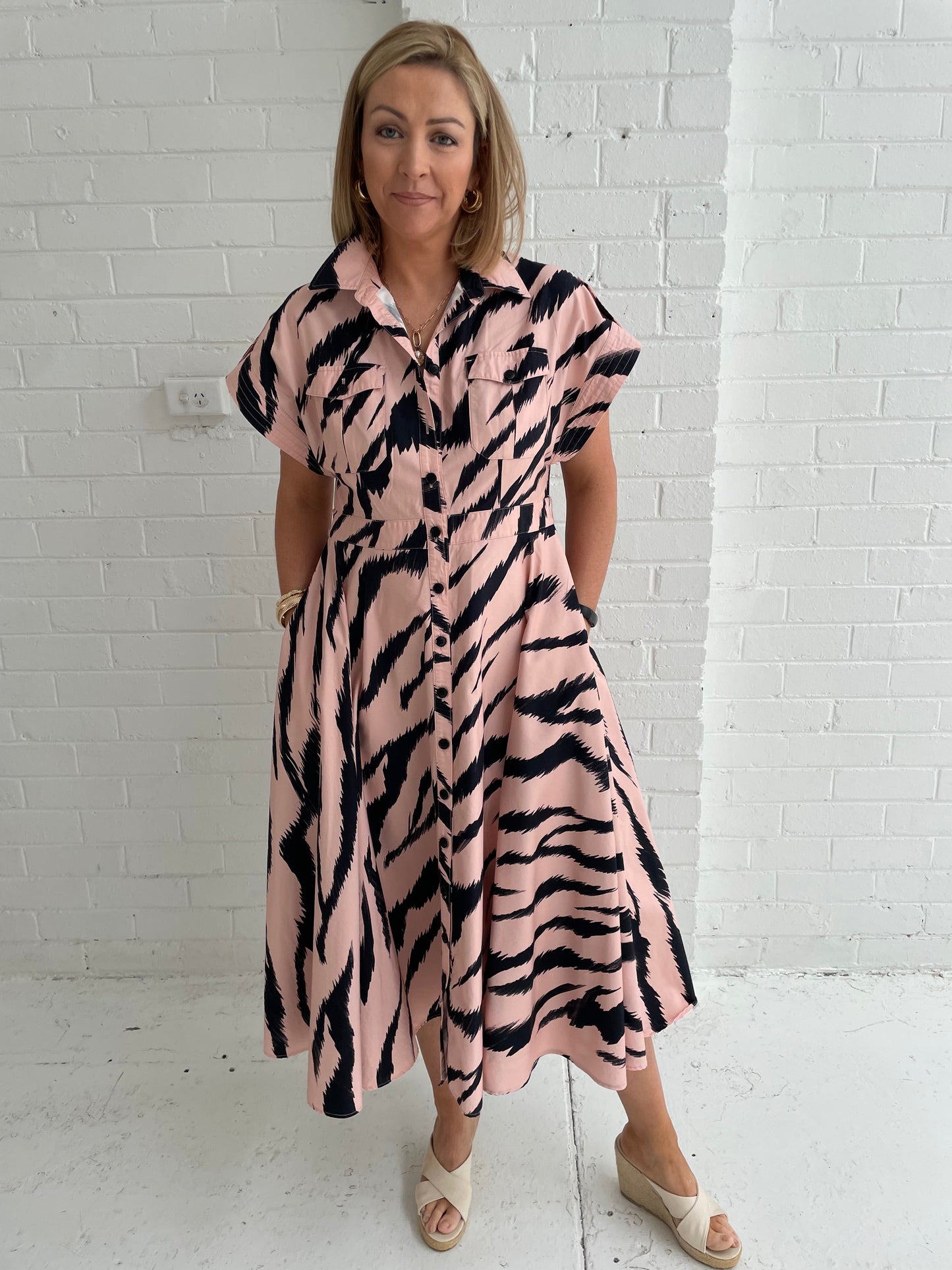 Leo Lin cotton shirt dress sz 16